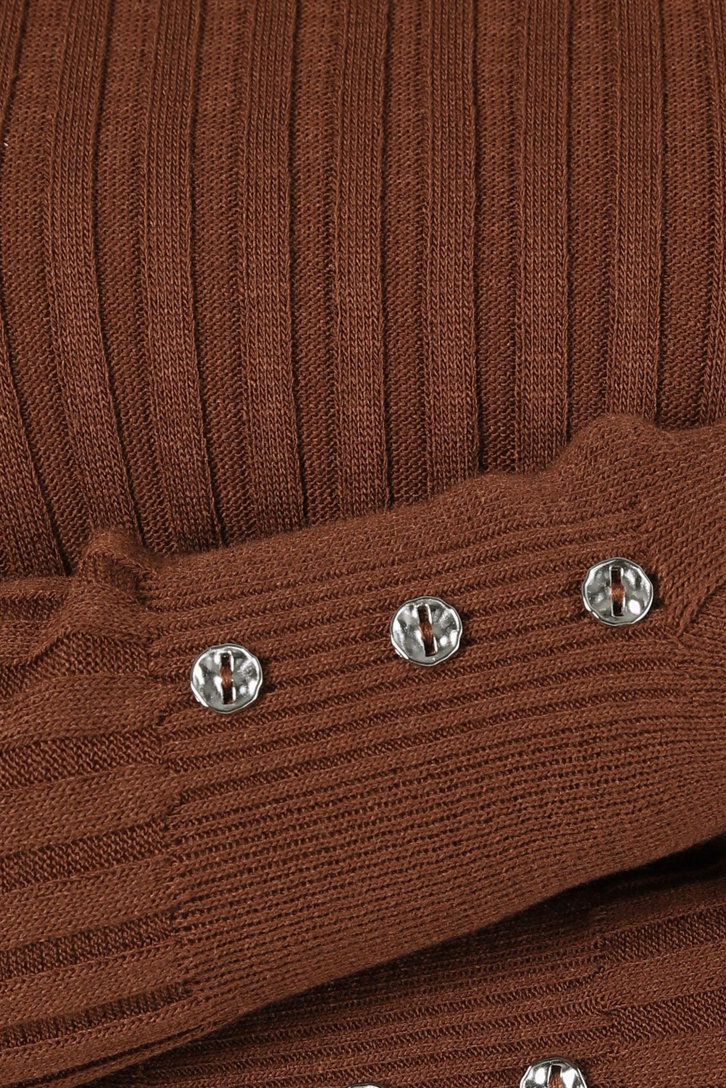 Tesettür giyim KAHVE DÜĞME DETAYLI TRİKO KAZAK 44073-1