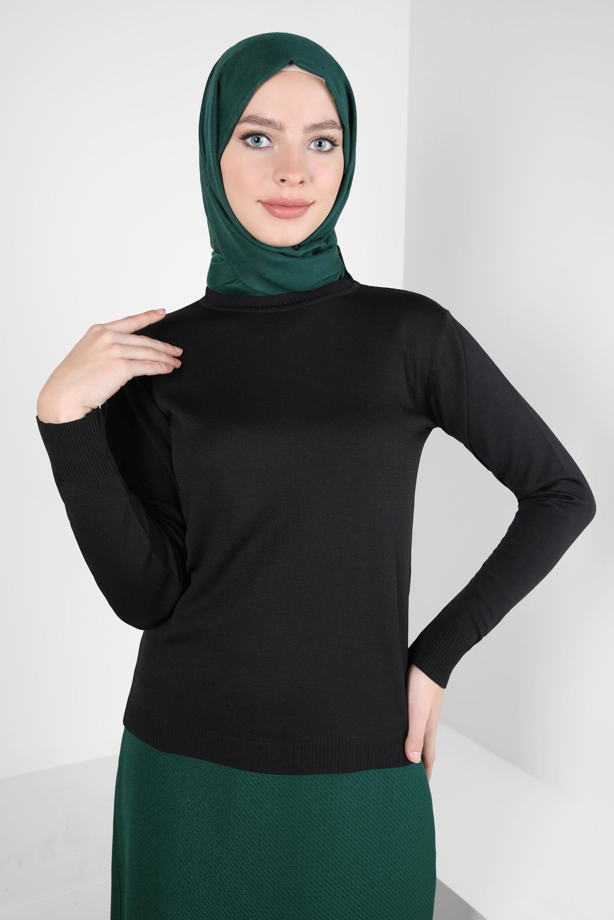 Tesettür giyim SİYAH TRİKO KAZAK 44074