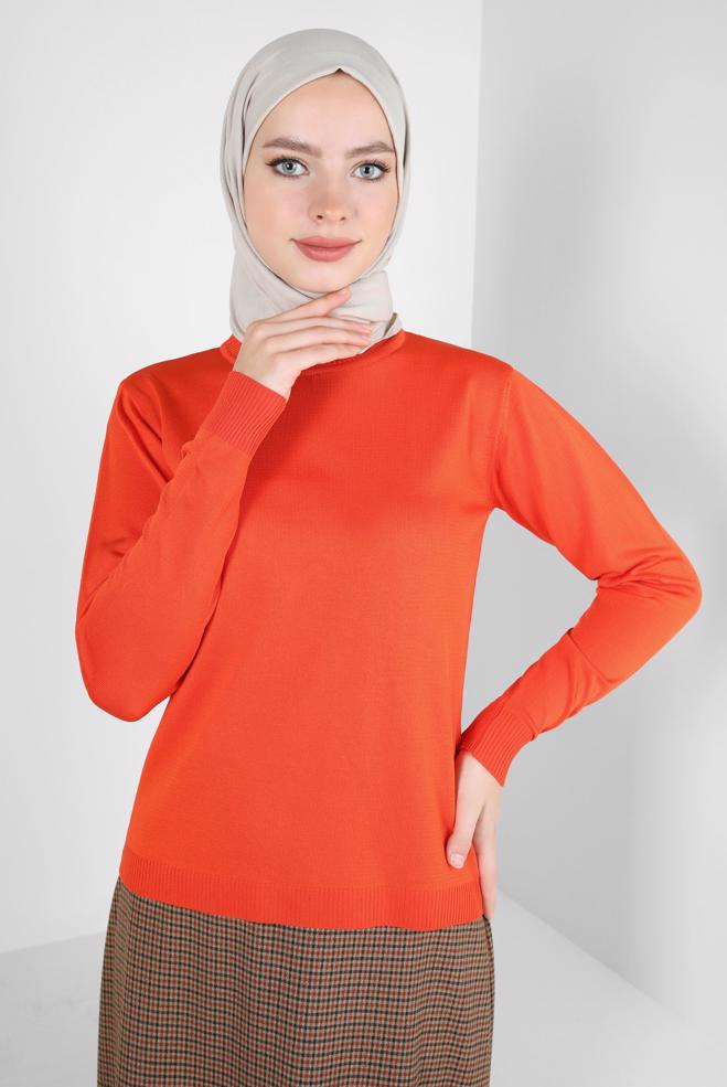Vêtements hijab ORANGE PULL EN MAILLE 44074 - ALVİNA