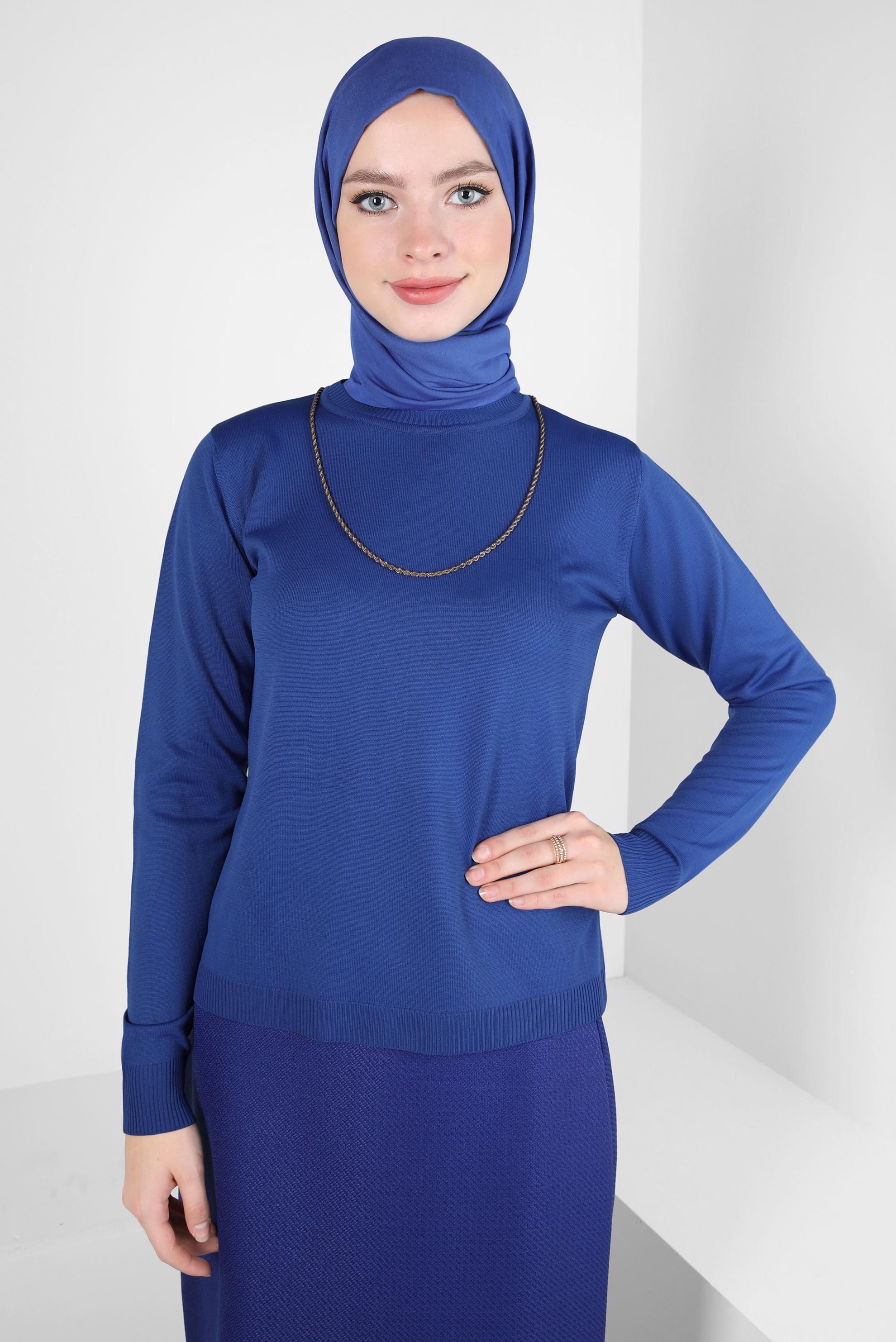 Tesettür giyim LACİVERT TRİKO KAZAK 44074