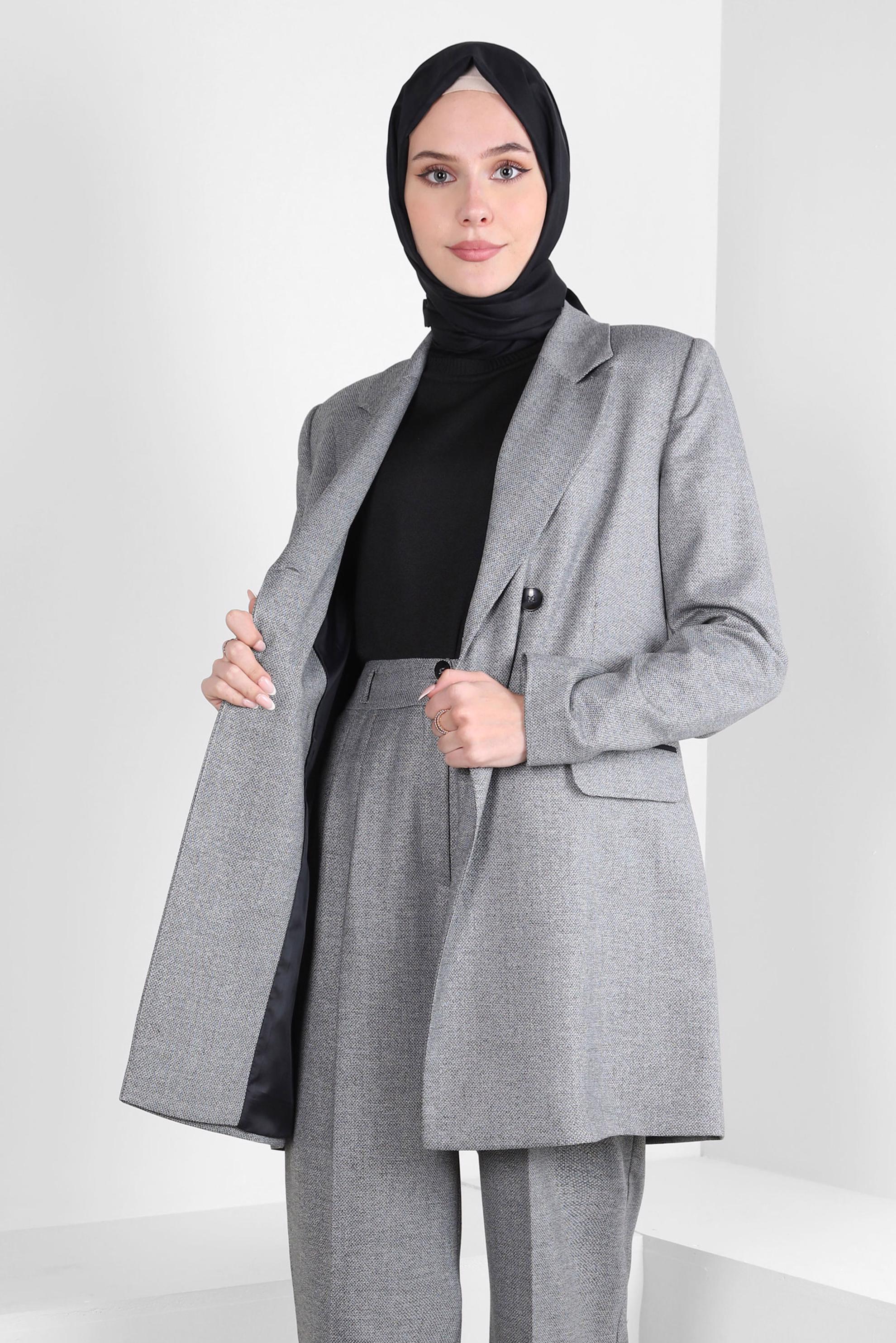 Tesettür giyim SİYAH YARIM KOLLU TRİKO KAZAK 44075