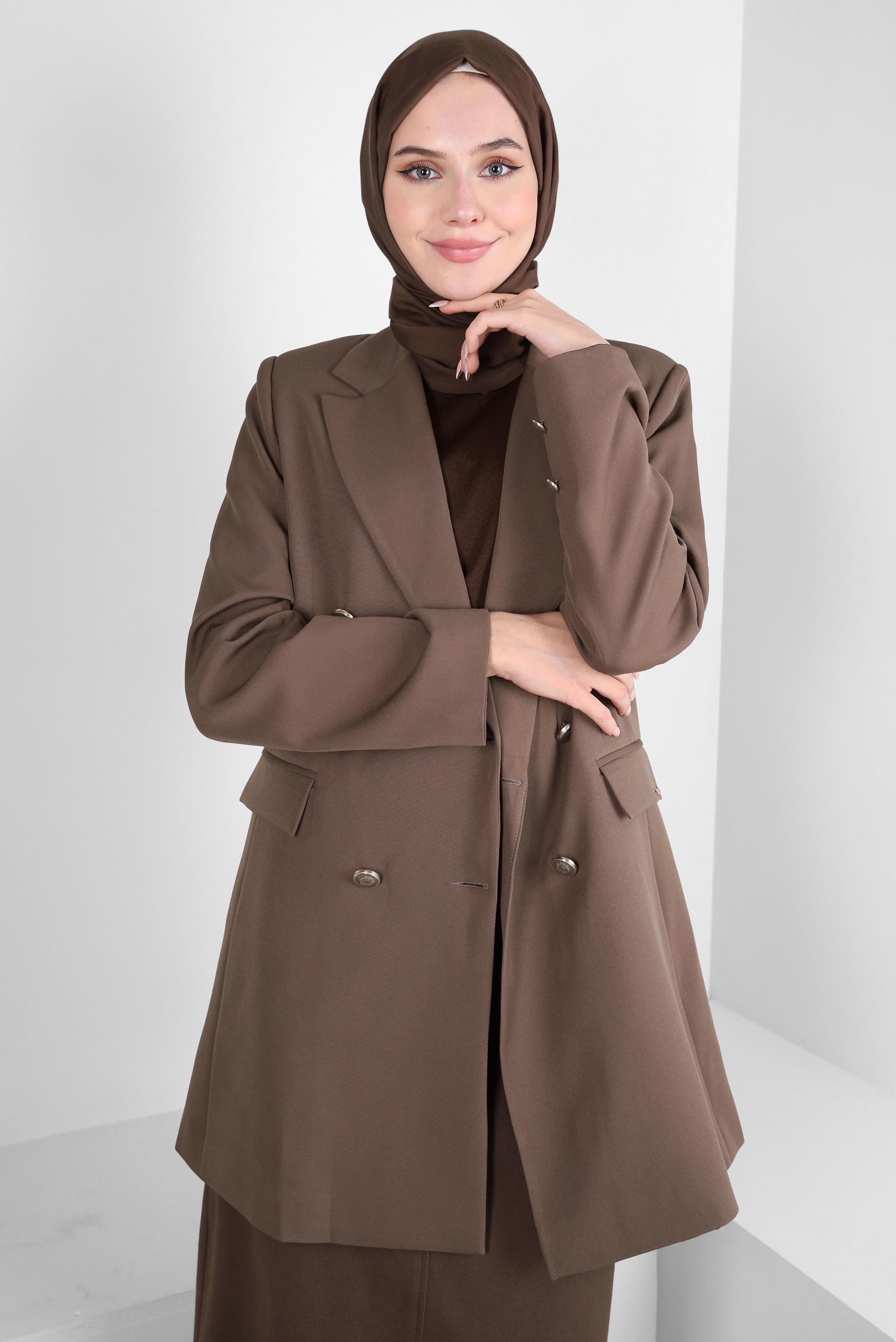 Hijab clothing BROWN HALF SLEEVE KNIT SWEATER 44075