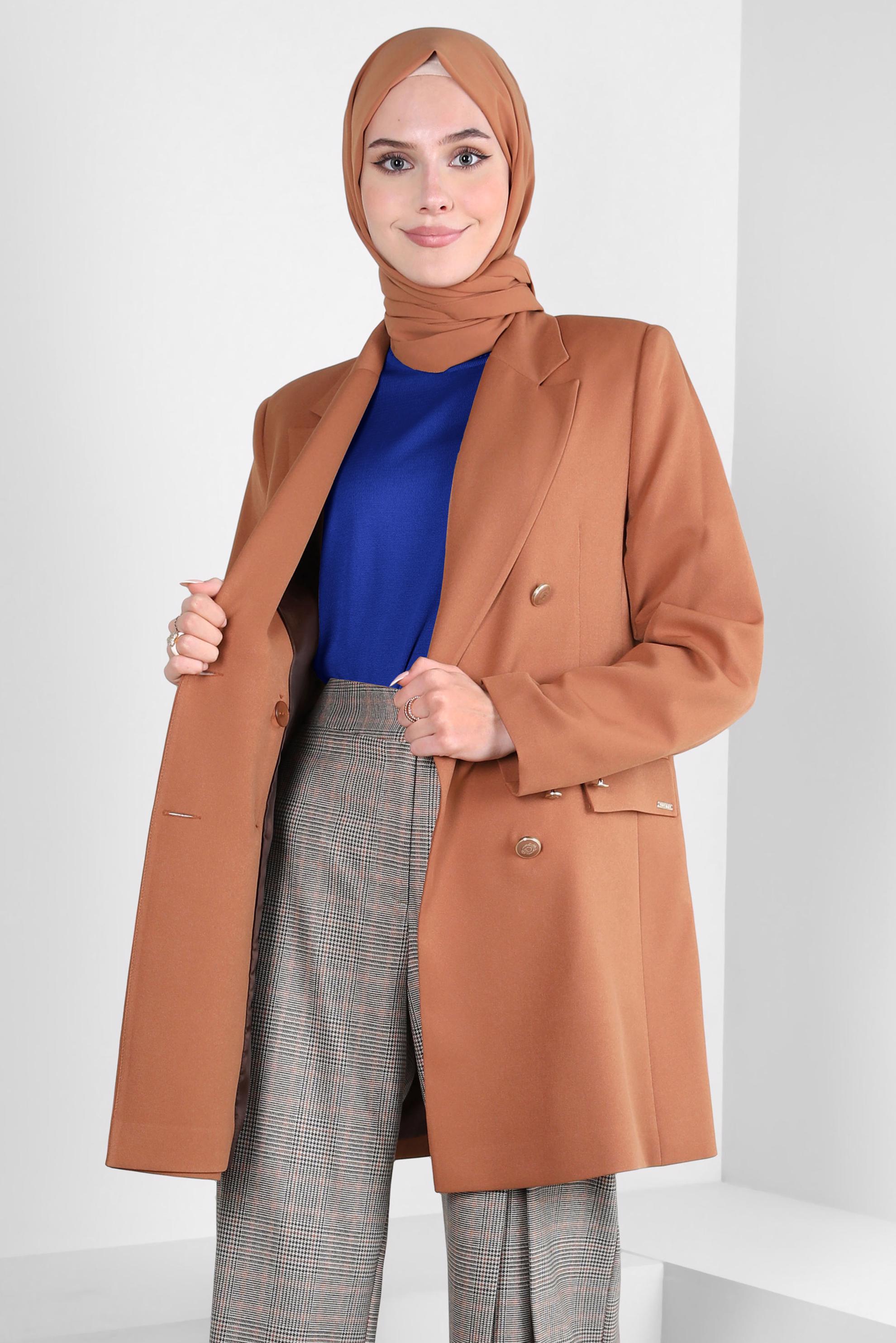 Tesettür giyim LACİVERT YARIM KOLLU TRİKO KAZAK 44075