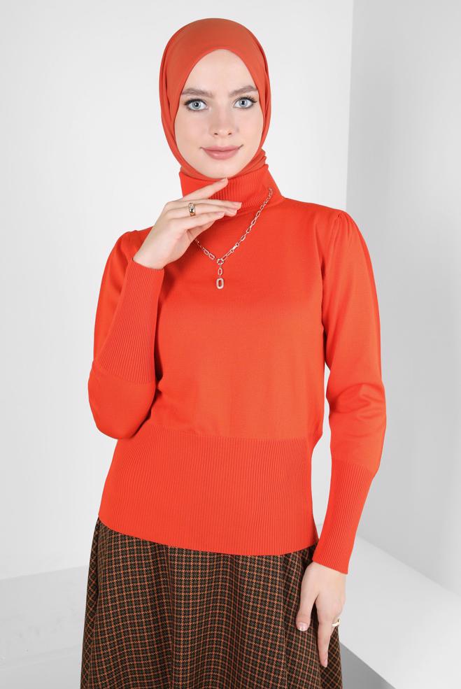 Vêtements hijab ORANGE PULL COL ROULÉ 44097 - ALVİNA