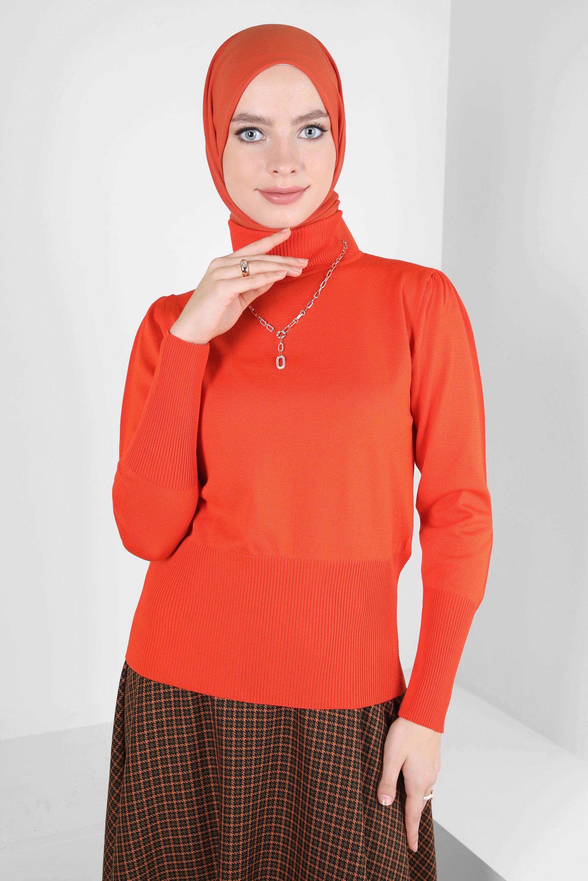 Vêtements hijab ORANGE PULL COL ROULÉ 44097
