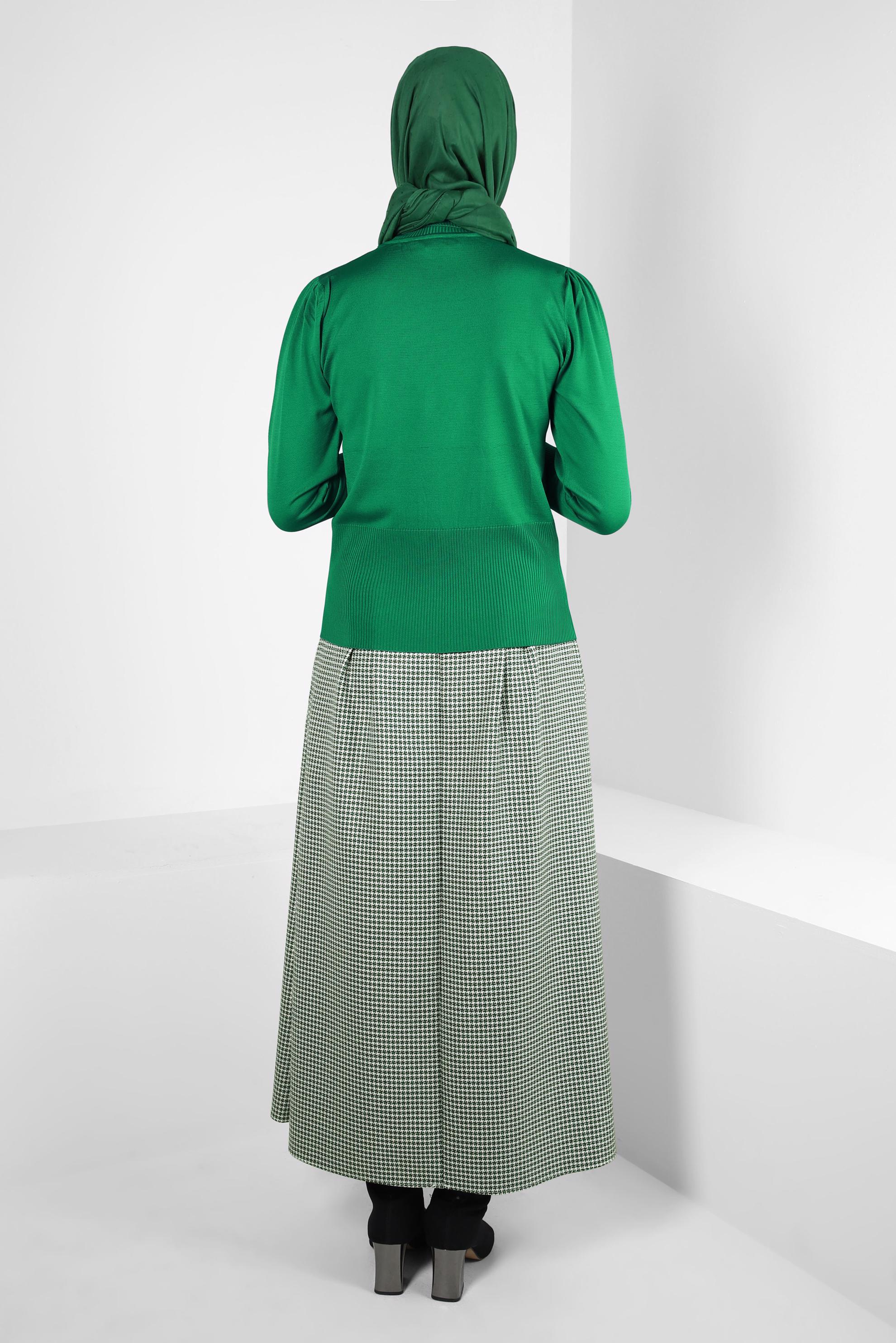 Tesettür giyim YEŞİL BOĞAZLI YAKA TRİKO KAZAK 44097