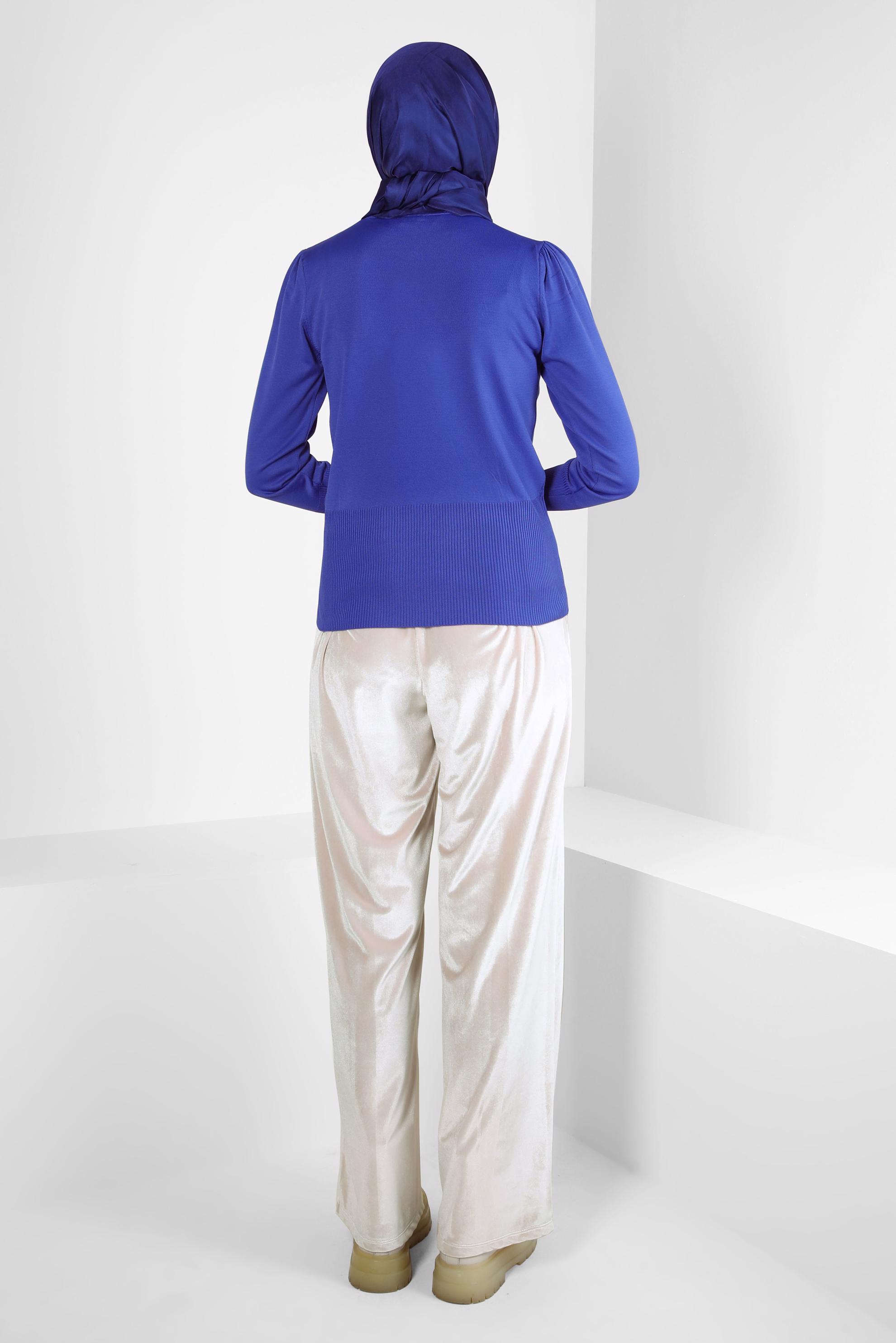 Tesettür giyim LACİVERT BOĞAZLI YAKA TRİKO KAZAK 44097