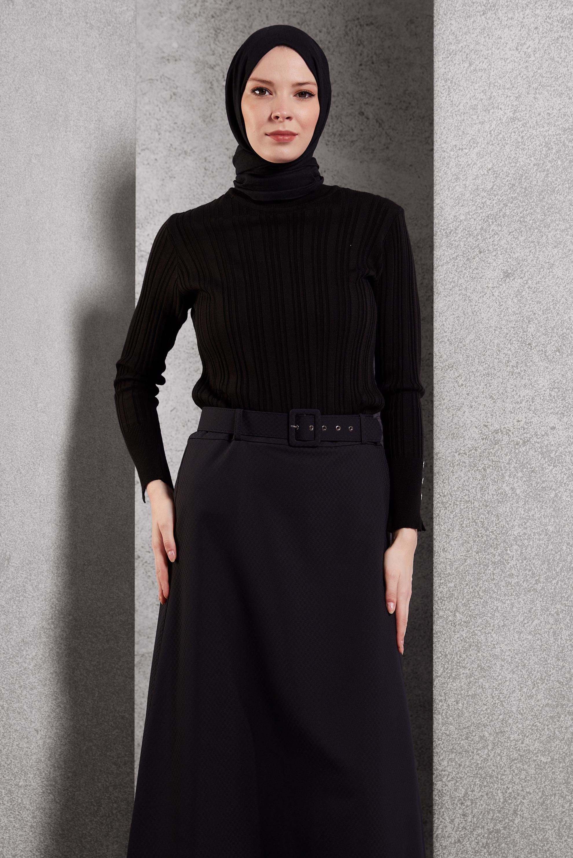 Tesettür giyim SİYAH TRİKO KAZAK 44098