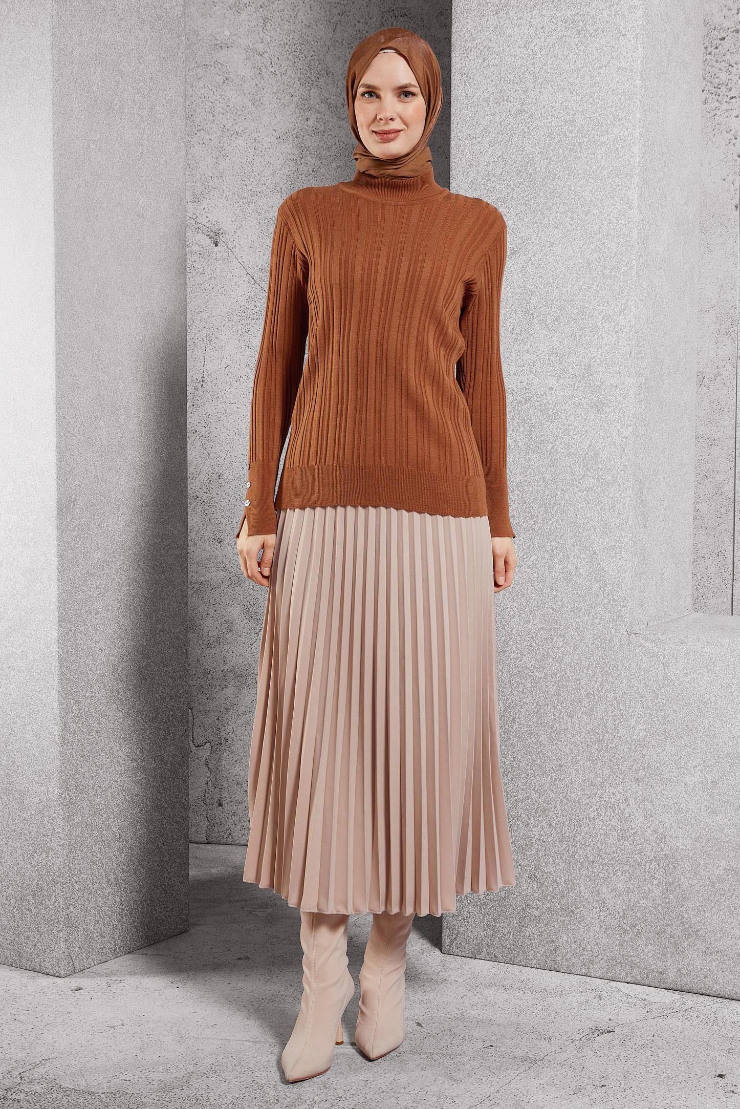 Tesettür giyim TURUNCU TRİKO KAZAK 44098