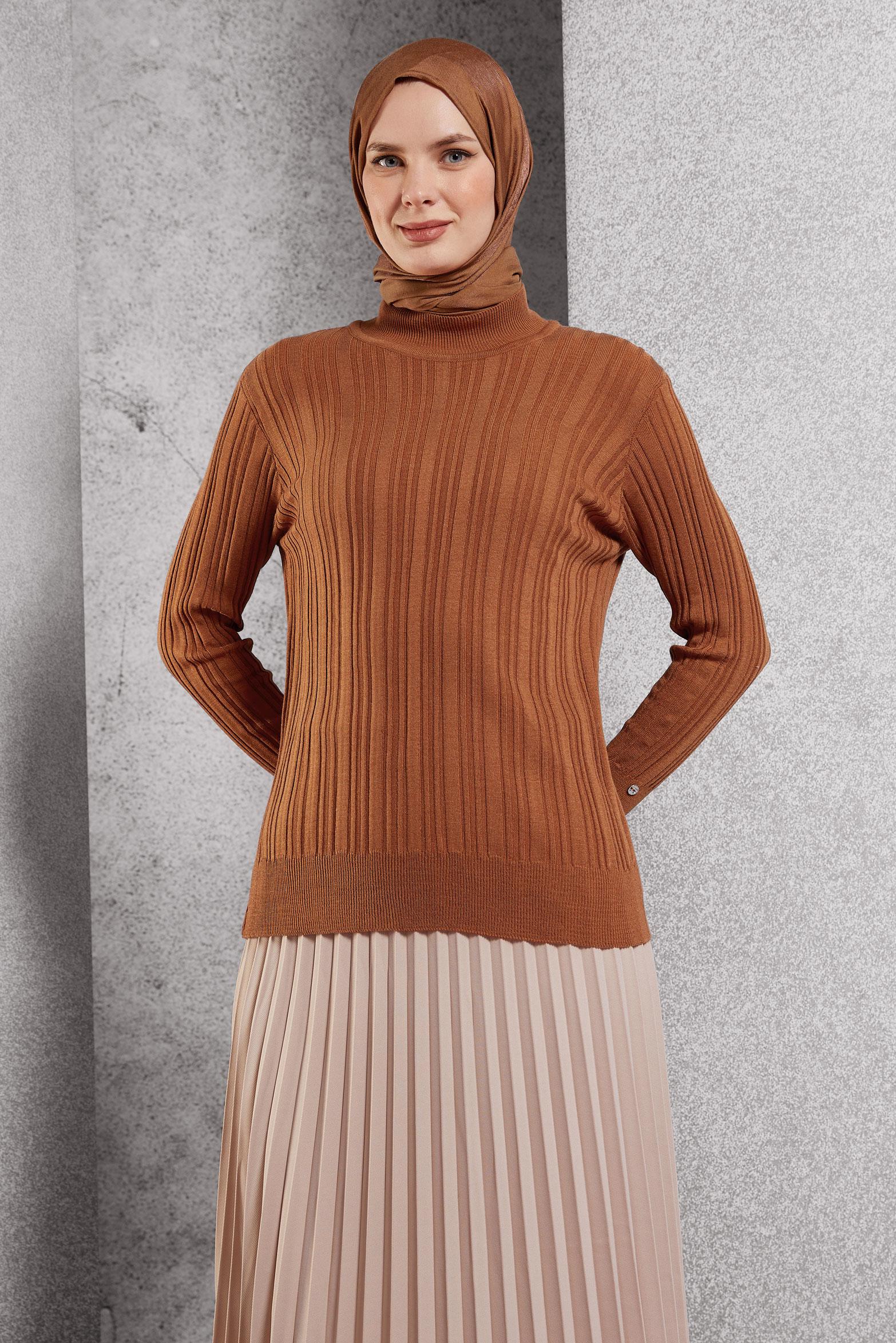 Tesettür giyim TURUNCU TRİKO KAZAK 44098