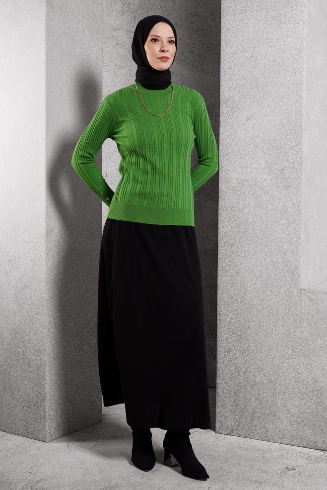 Vêtements hijab VERT PULL EN MAILLE 44098 - ALVİNA