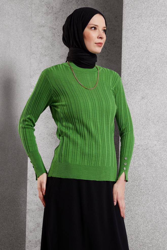 Vêtements hijab VERT PULL EN MAILLE 44098 - ALVİNA