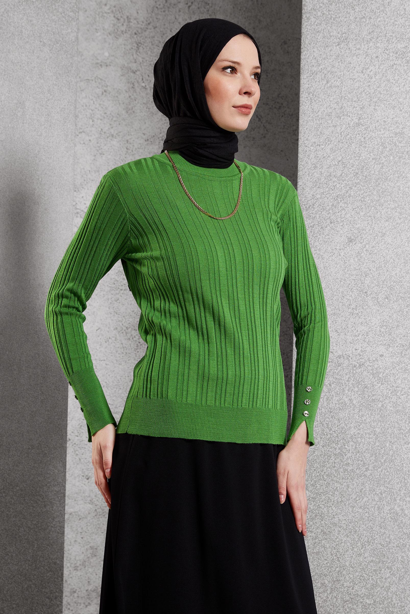 Vêtements hijab VERT PULL EN MAILLE 44098