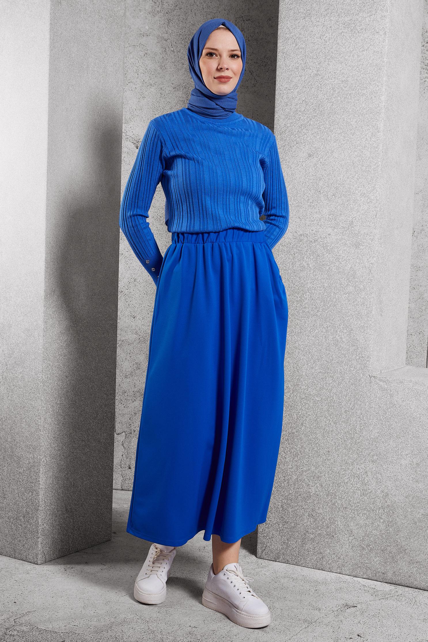 Tesettür giyim MAVİ TRİKO KAZAK 44098