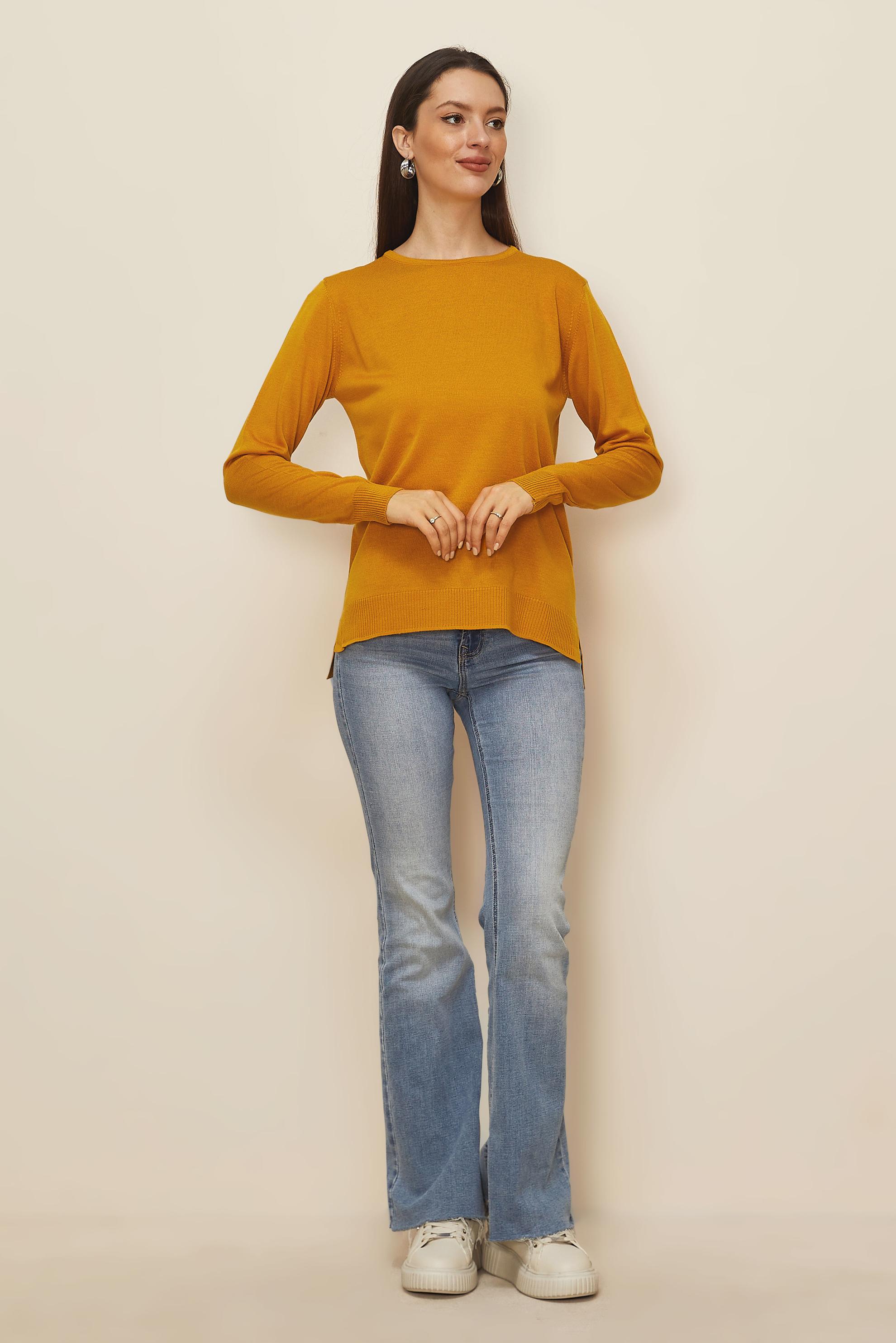 Hijab clothing YELLOW CREW-NECK KNITWEAR SWEATER 44369