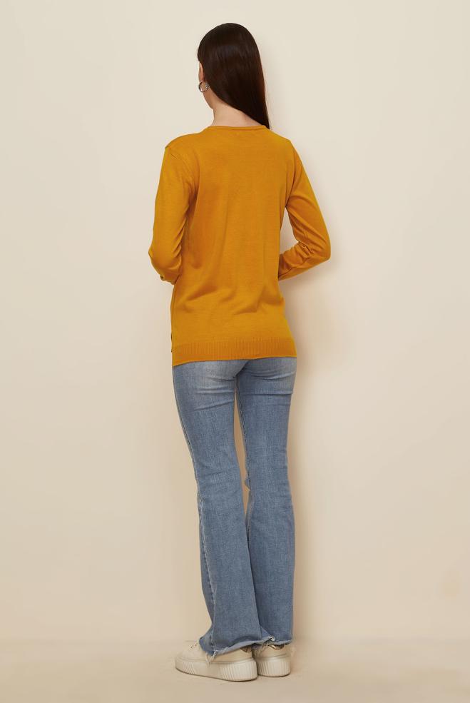 Hijab clothing YELLOW CREW-NECK KNITWEAR SWEATER 44369 - ALVİNA