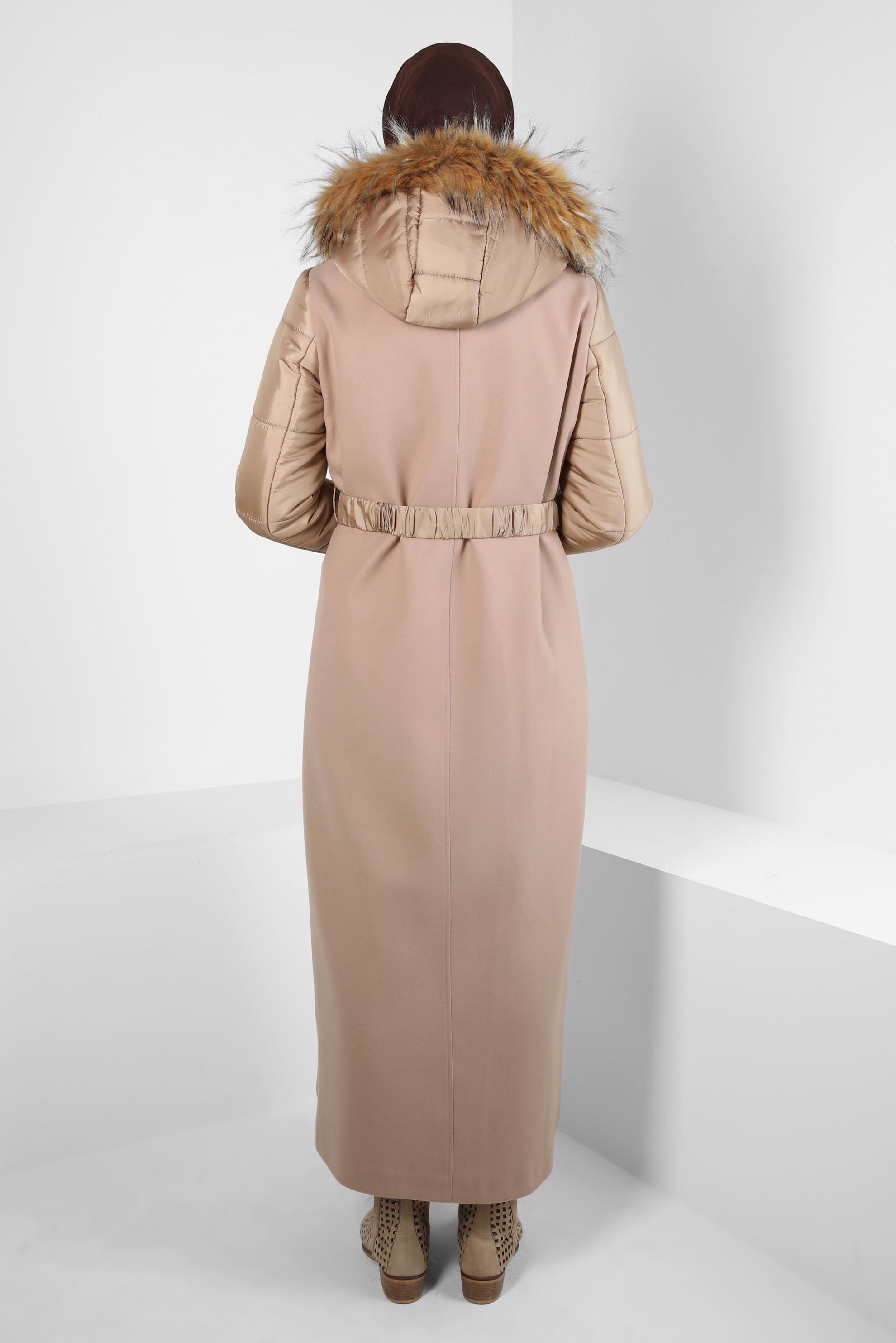 Vêtements hijab BRUN MANTEAU CEINTURE 90231