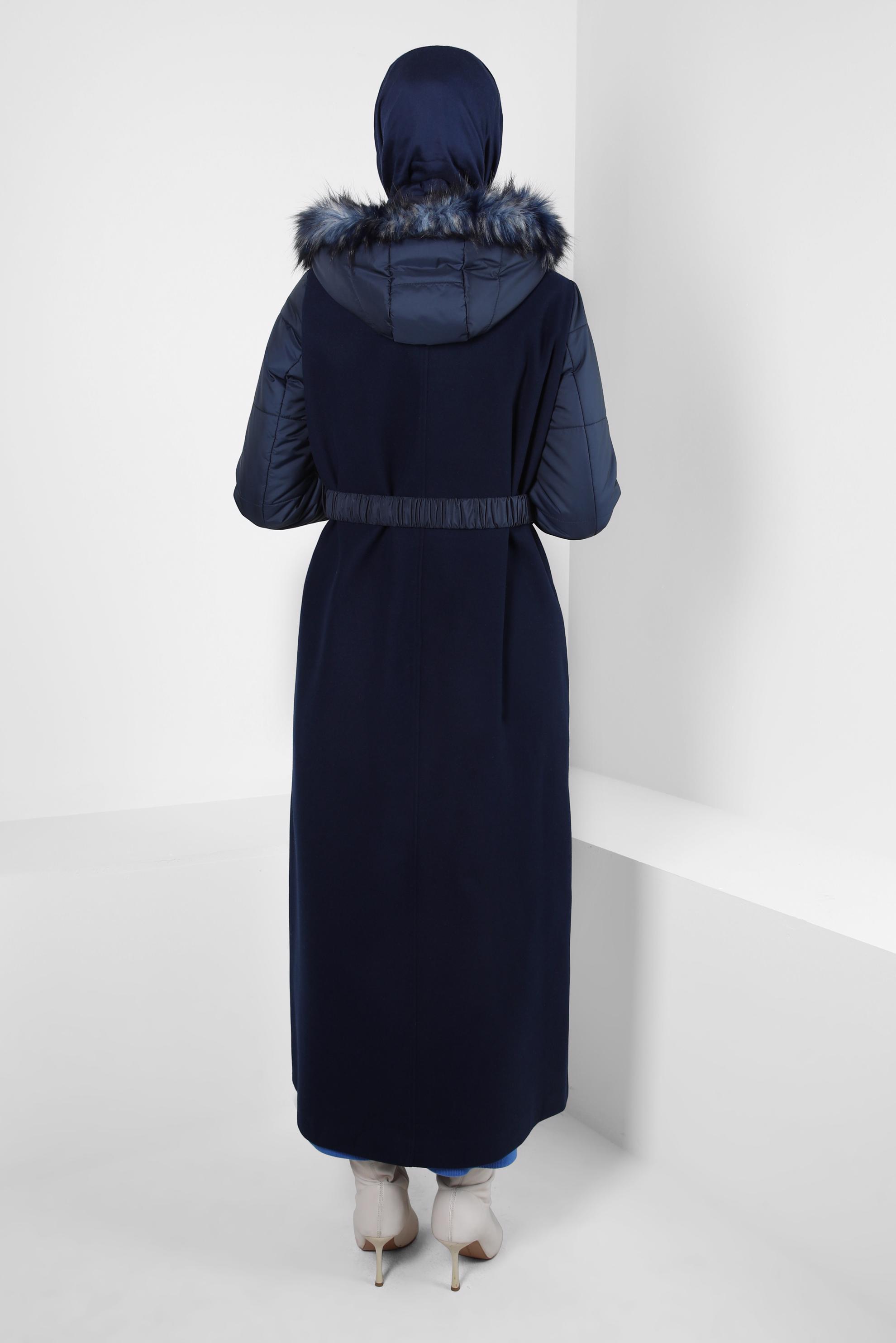 Vêtements hijab BLEU MARINE MANTEAU CEINTURE 90231