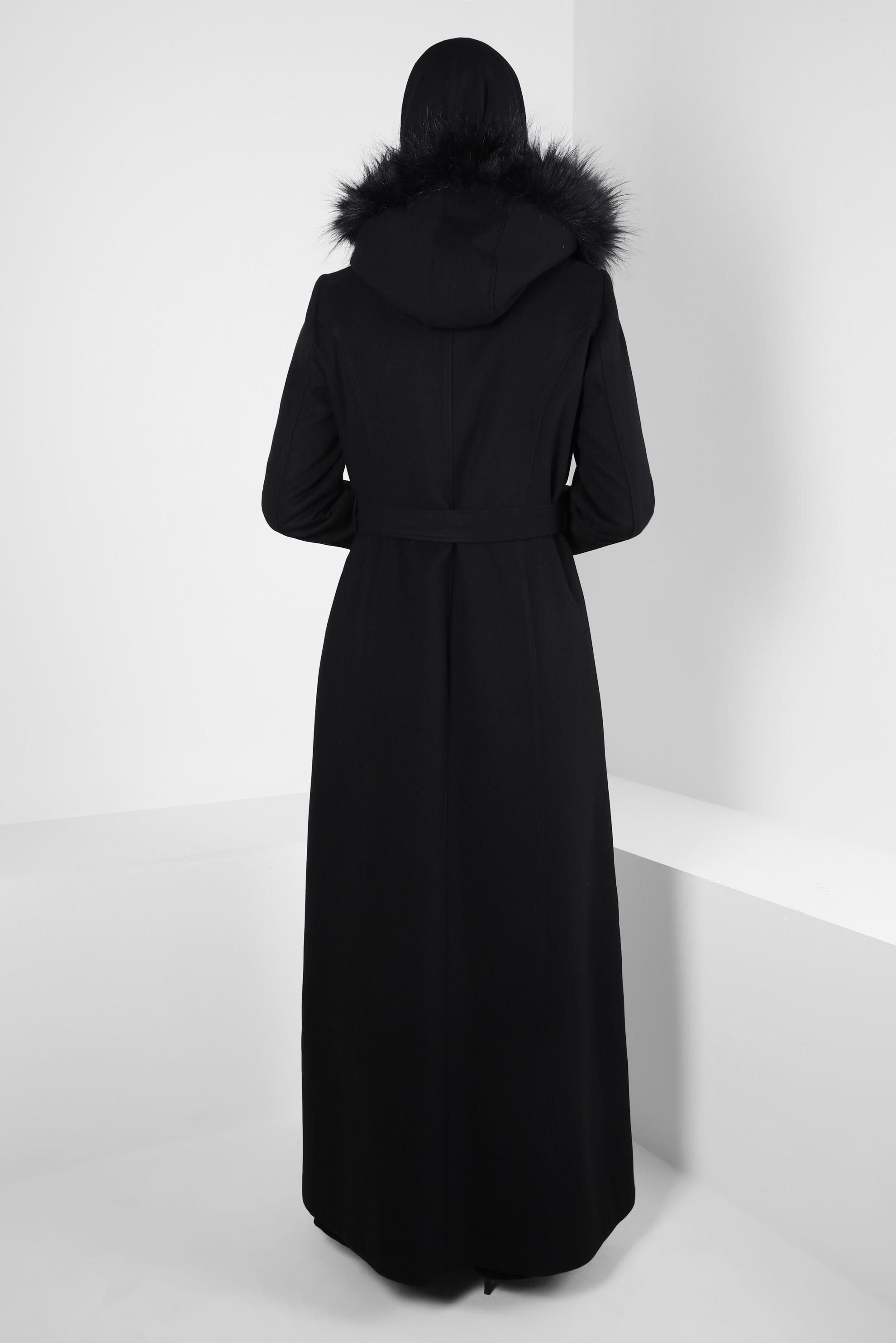 Vêtements hijab NOIR MANTEAU CEINTURE 90277