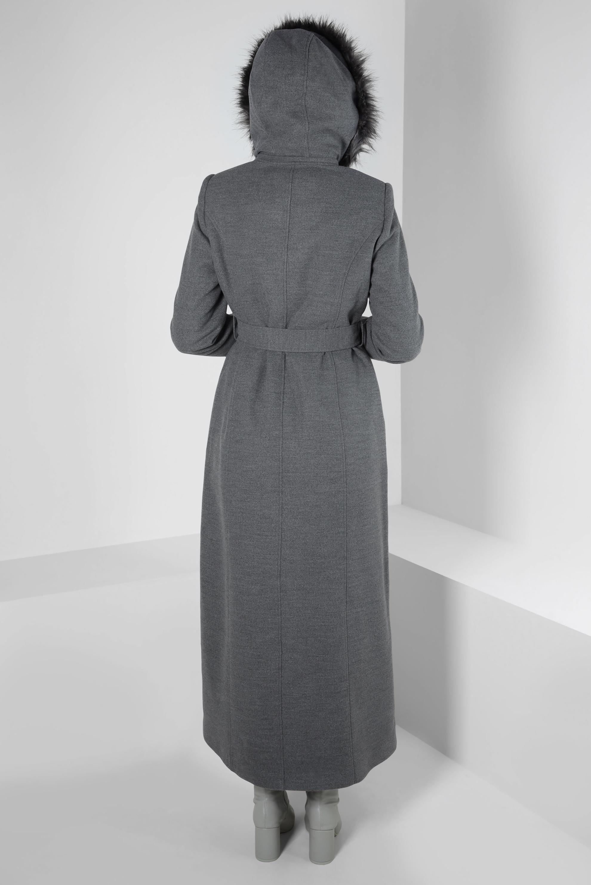 Vêtements hijab GRIS MANTEAU À CAPUCHE ET CEINTURE 90342
