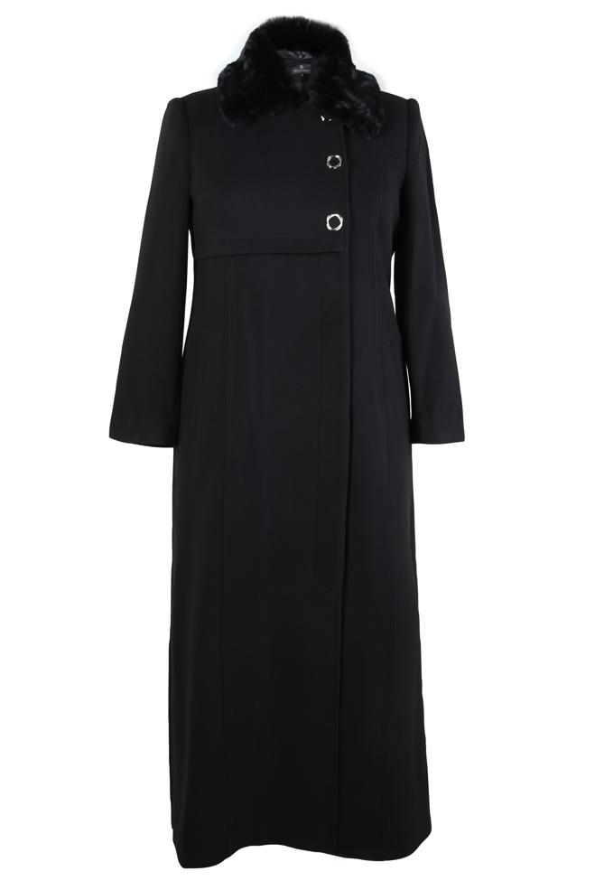 Vêtements hijab NOIR MANTEAU AVEC FOURRURE 90367 - ALVİNA