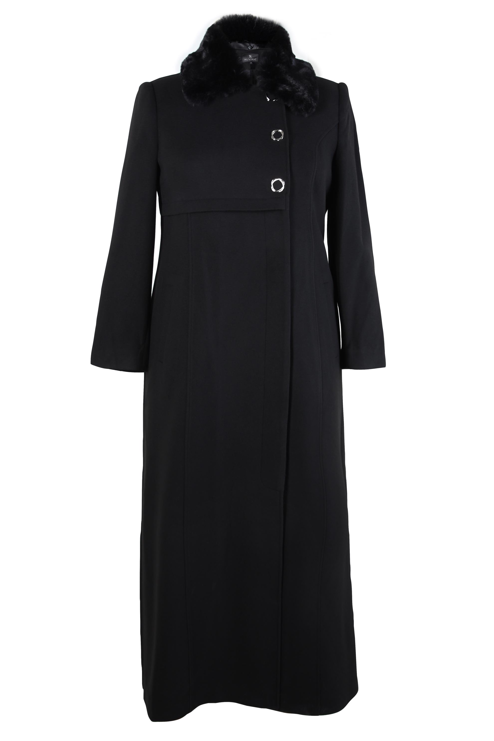 Tesettür giyim SİYAH KÜRK DETAYLI MANTO 90367