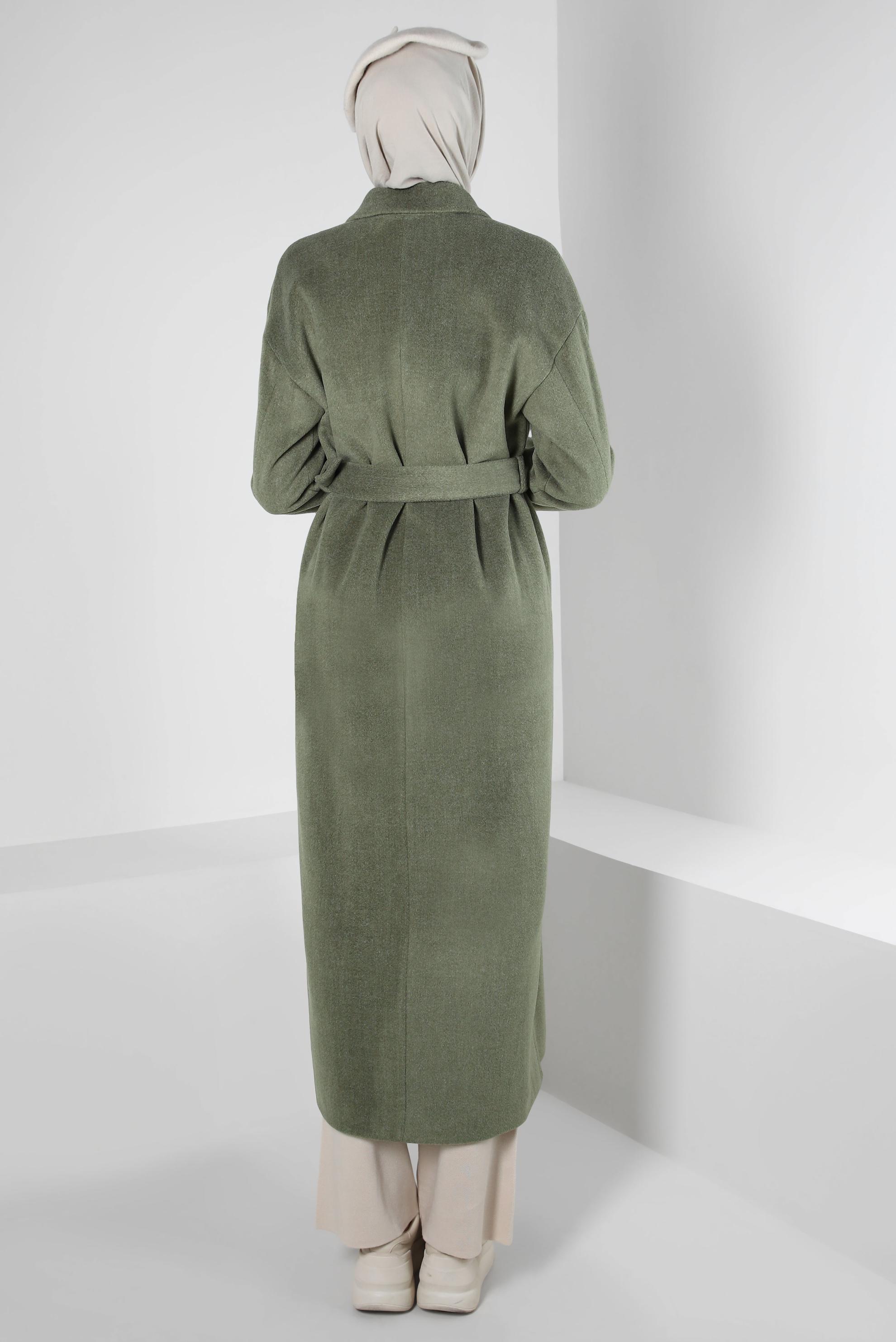 Vêtements hijab KAKI MANTEAU CEINTURE 90400