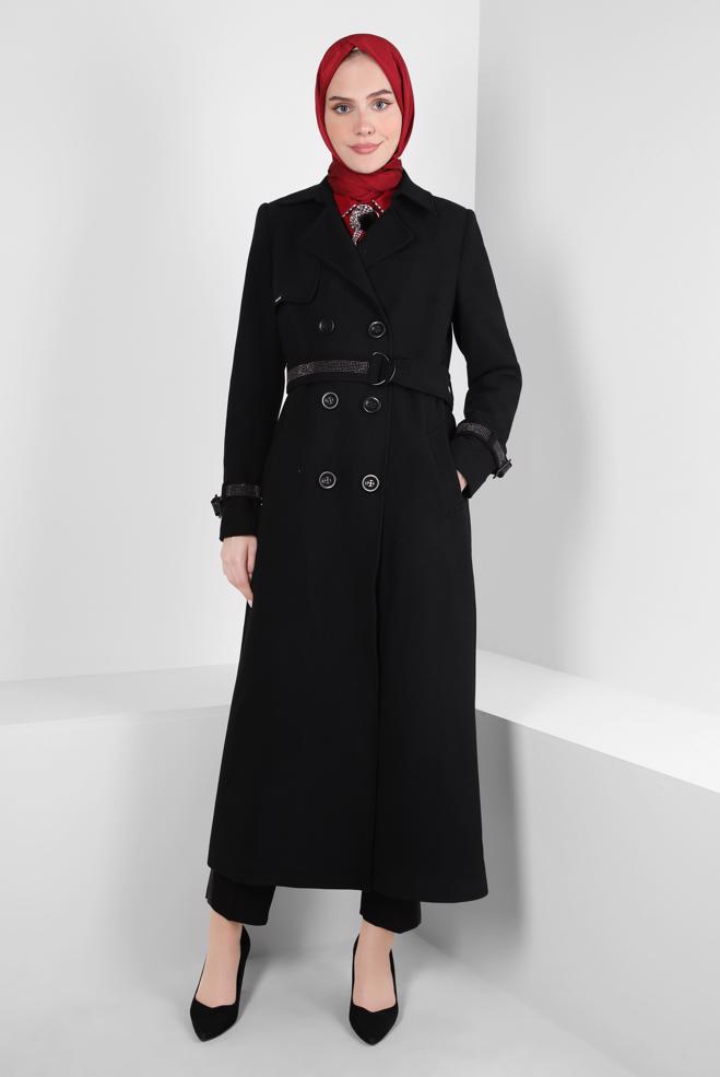 Hijab clothing  BELTED OVERCOAT 90408 - ALVİNA