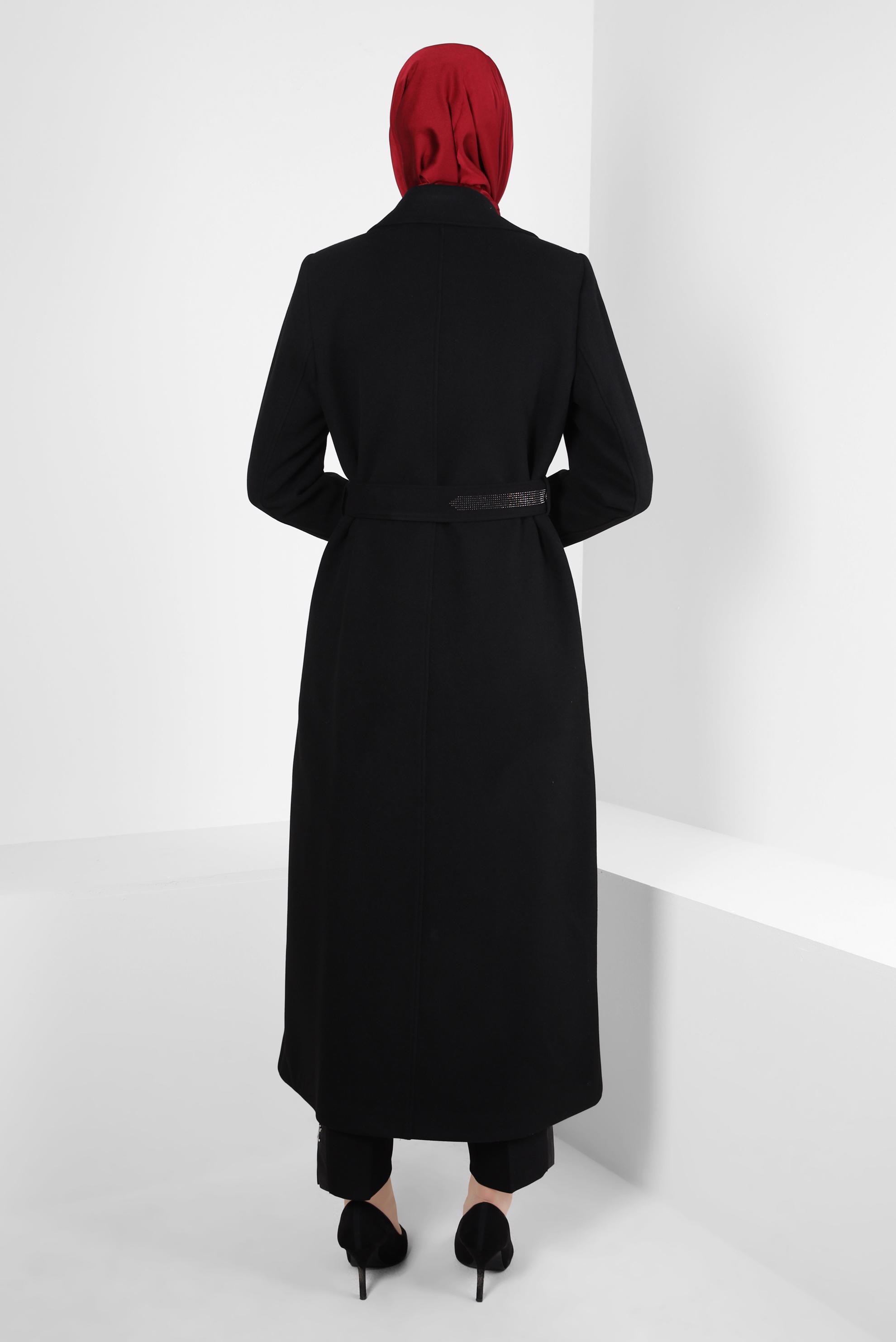 Hijab clothing BLACK BELTED OVERCOAT 90408