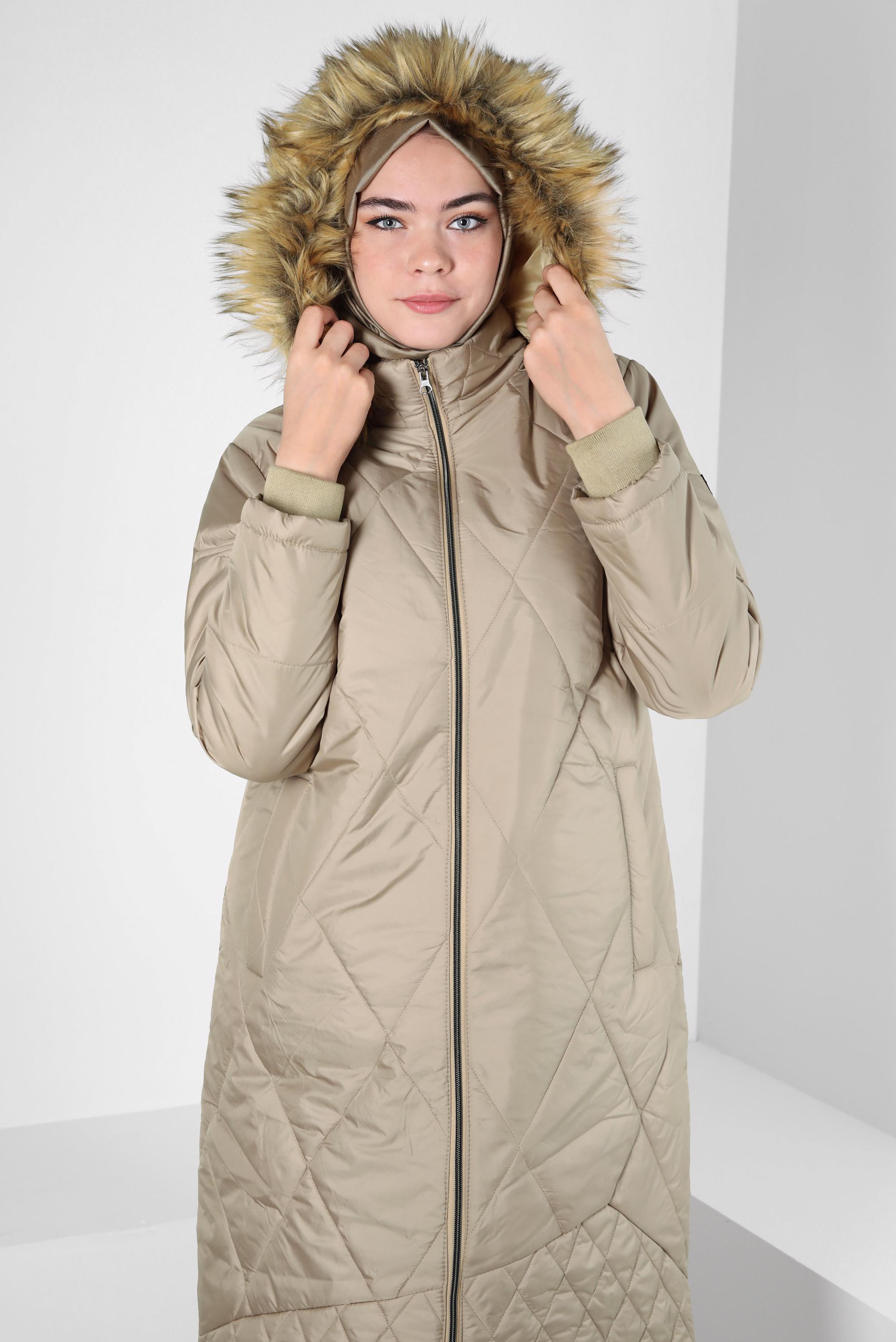 Vêtements hijab BRUN DOUDOUNE À CAPUCHE 90420