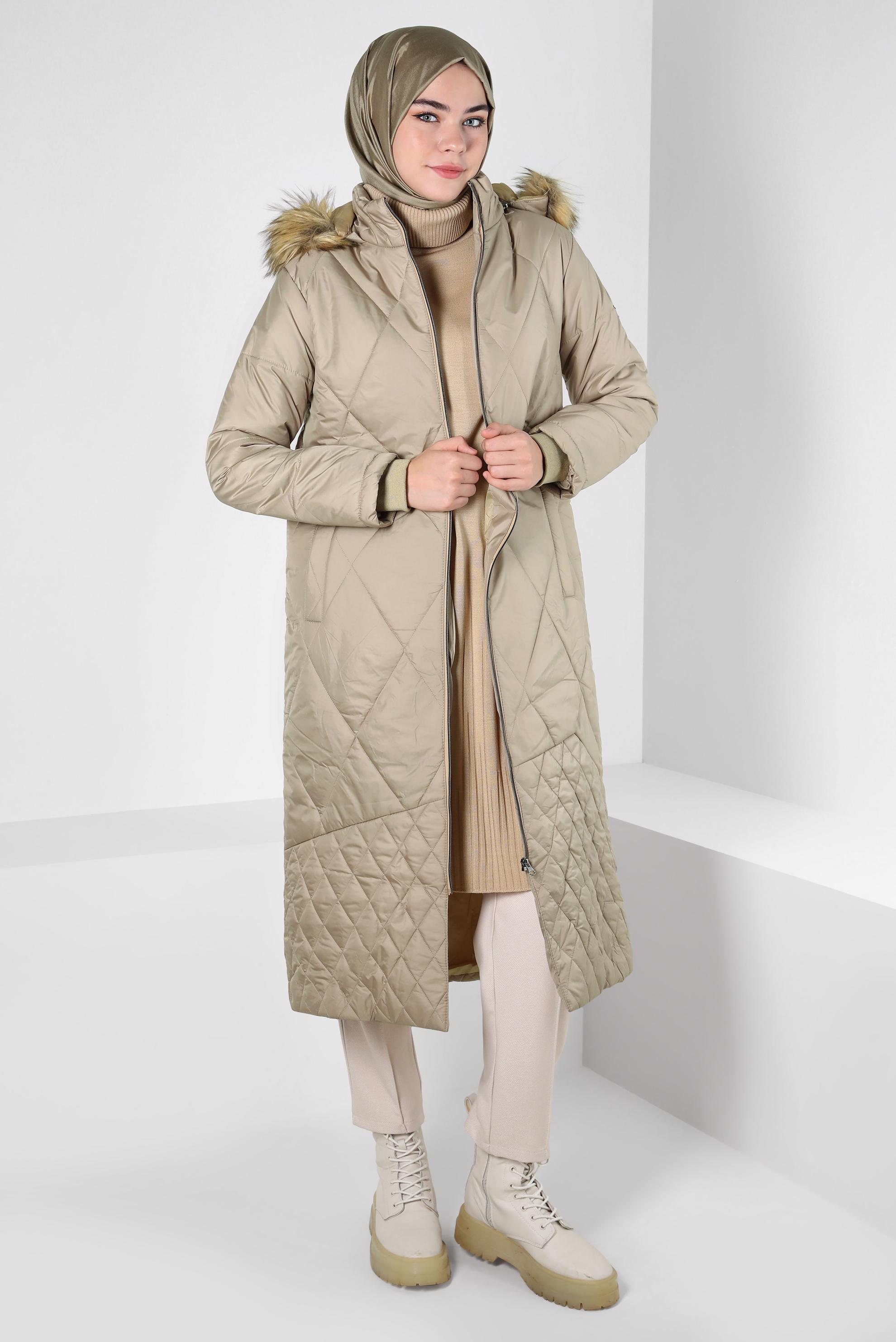 Vêtements hijab BRUN DOUDOUNE À CAPUCHE 90420