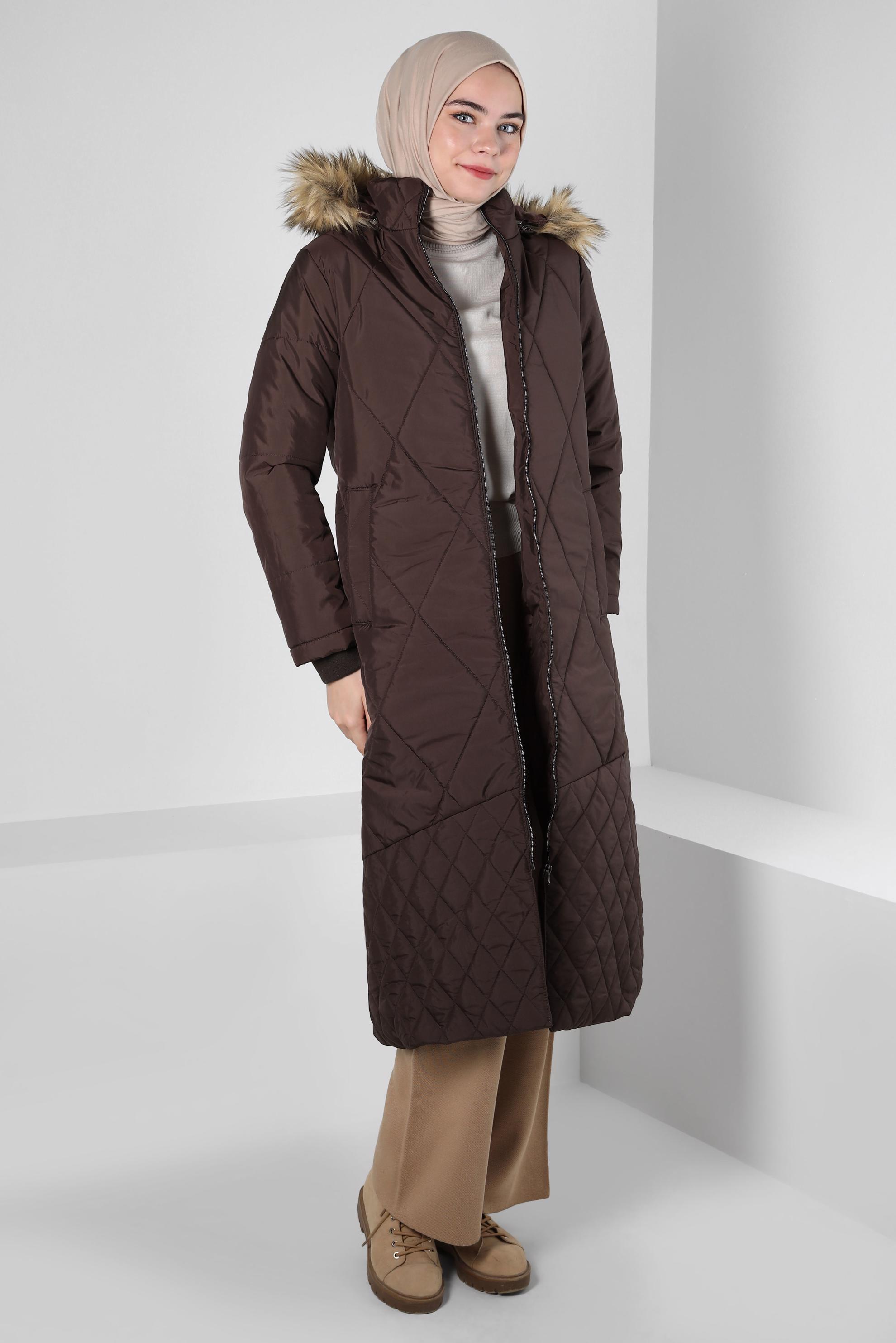 Vêtements hijab BRUN DOUDOUNE À CAPUCHE 90420