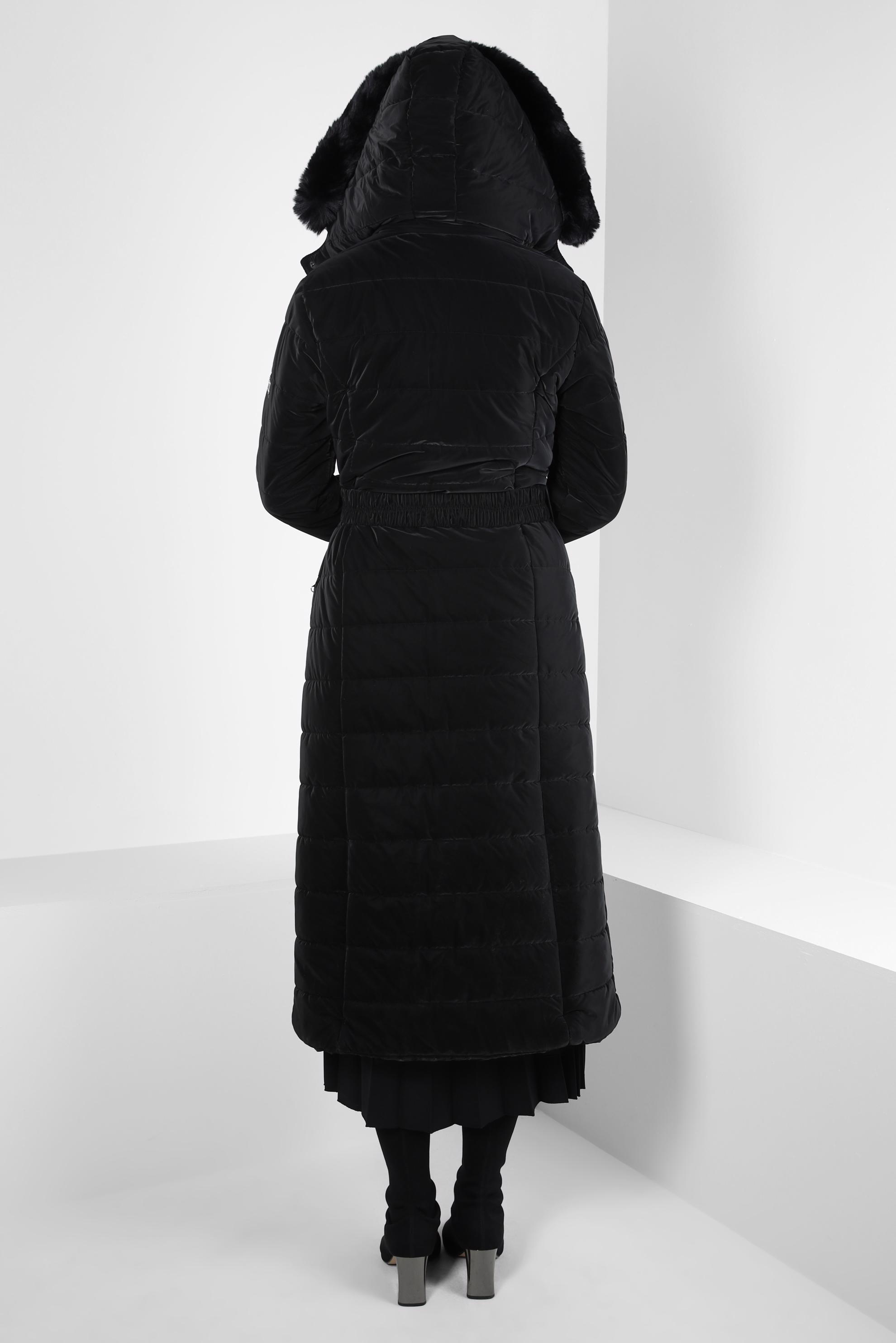 Tesettür giyim SİYAH KAPÜŞONLU KEMERLİ MANTO 90433