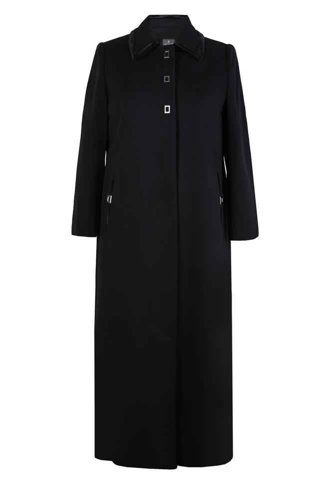 Vêtements hijab NOIR MANTEAU AVEC DÉTAIL ACCESSOIRE 90467 - ALVİNA