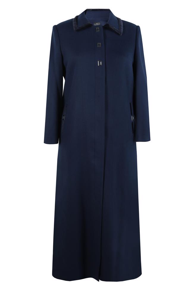 Hijab clothing NAVY BLUE OVERCOAT WITH ACCESSORY DETAIL 90467 - ALVİNA