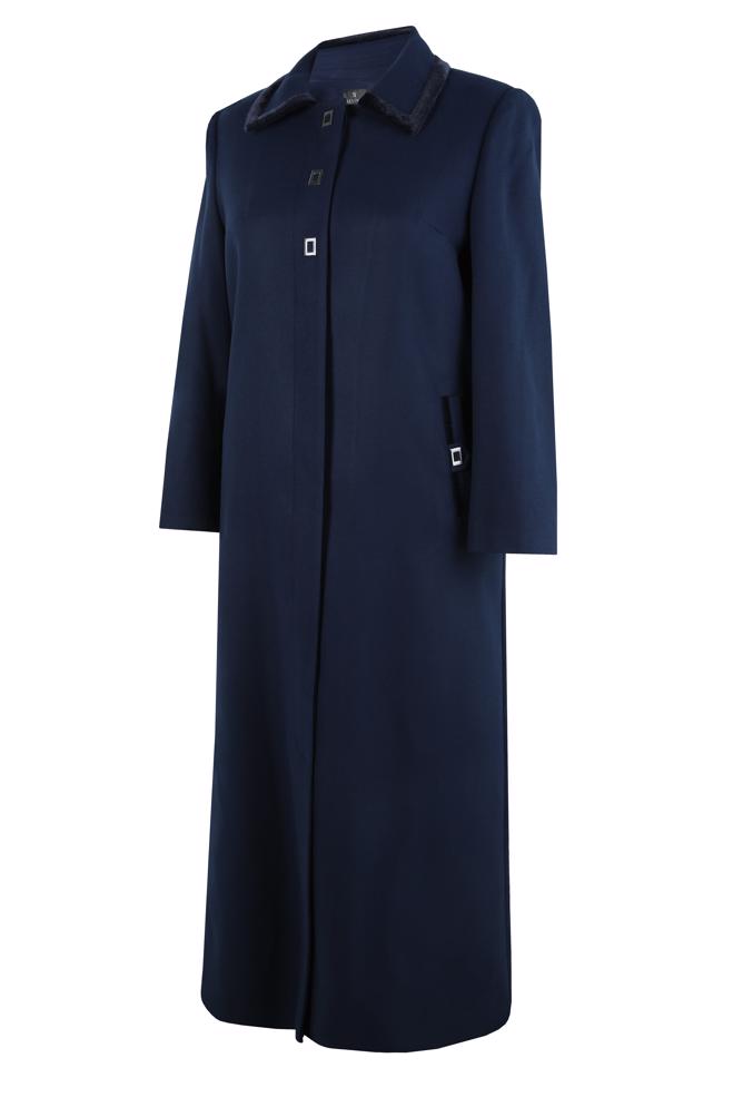 Hijab clothing NAVY BLUE OVERCOAT WITH ACCESSORY DETAIL 90467 - ALVİNA