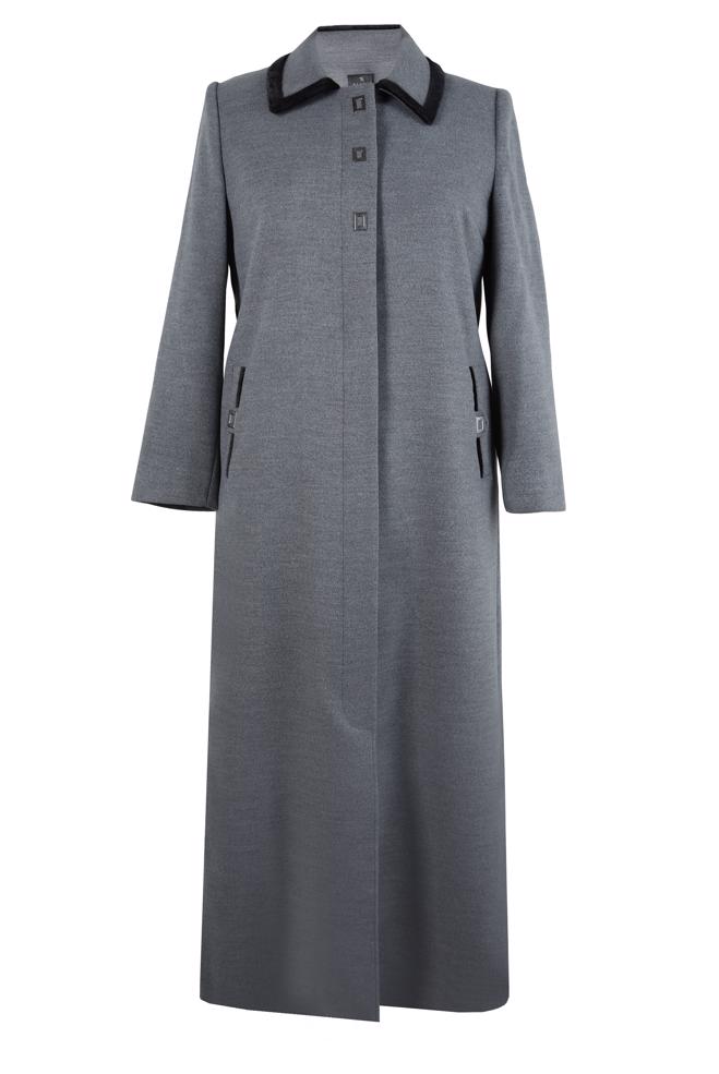 Hijab clothing GREY OVERCOAT WITH ACCESSORY DETAIL 90467 - ALVİNA