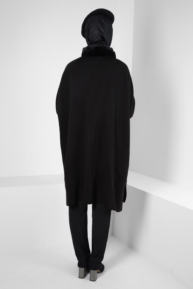 Tesettür giyim SİYAH TRİKO PANÇO 44080 - ALVİNA