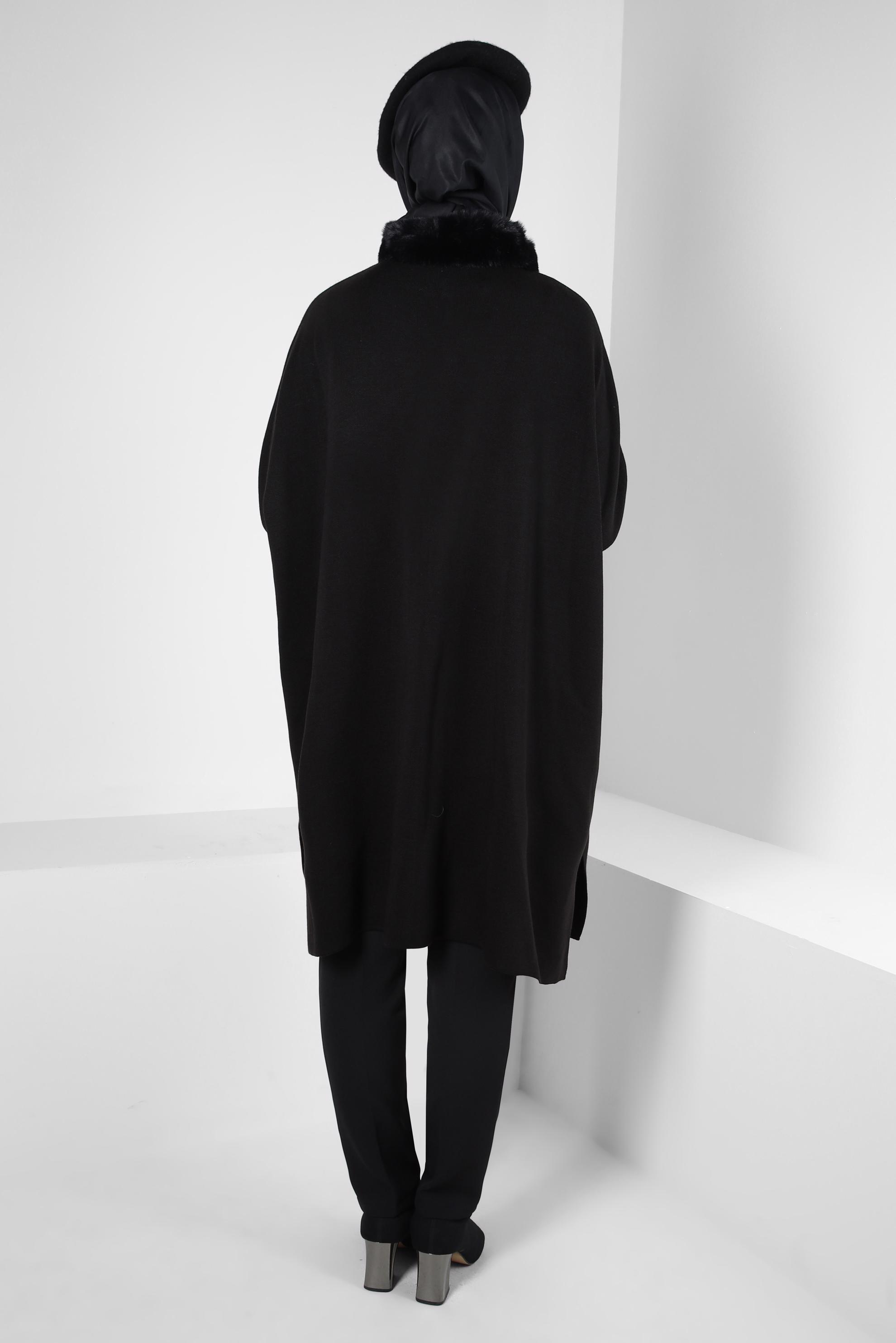 Vêtements hijab NOIR PONCHO TRICOT 44080