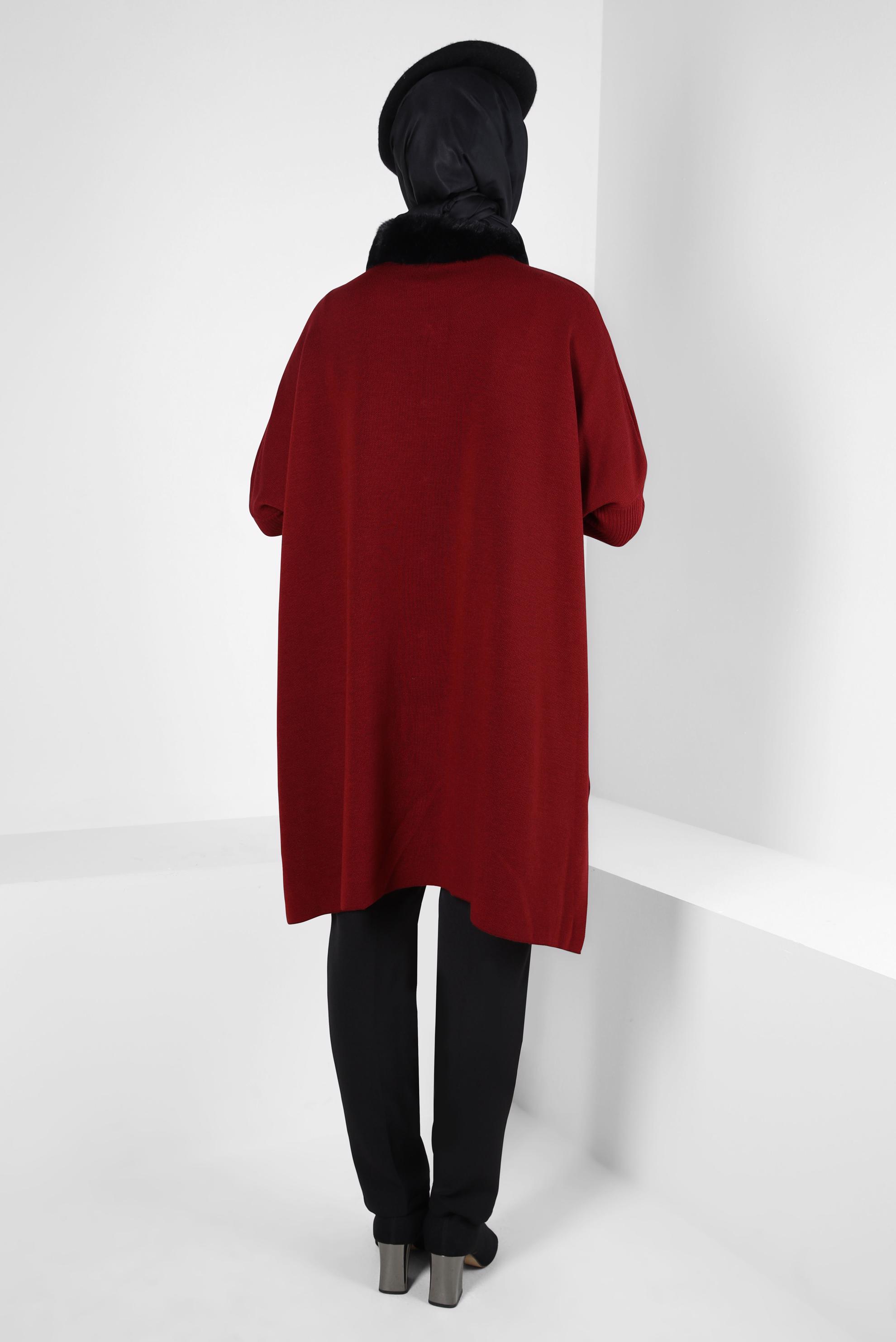 Vêtements hijab ROUGE BORDEAUX PONCHO TRICOT 44080