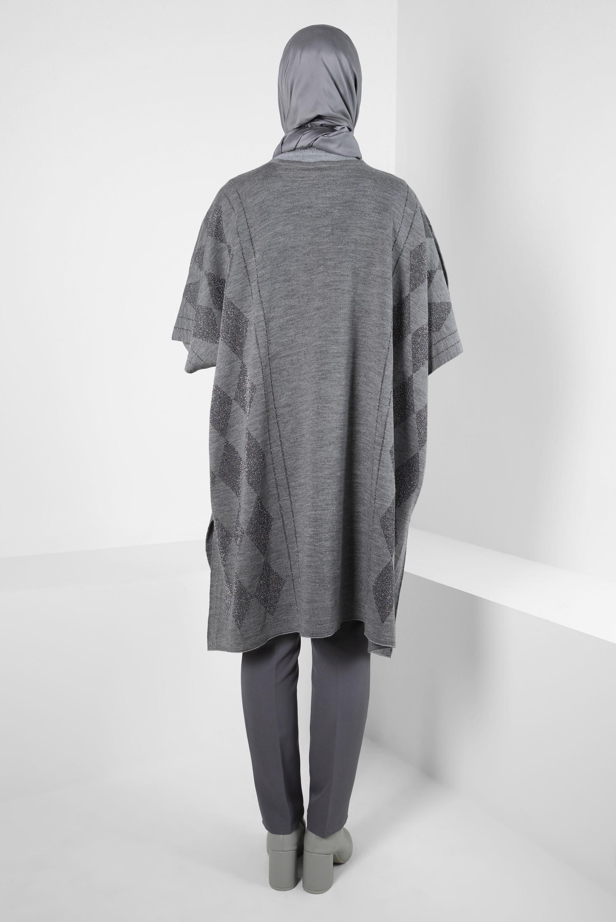 Vêtements hijab GRIS PONCHO TRICOT 44095