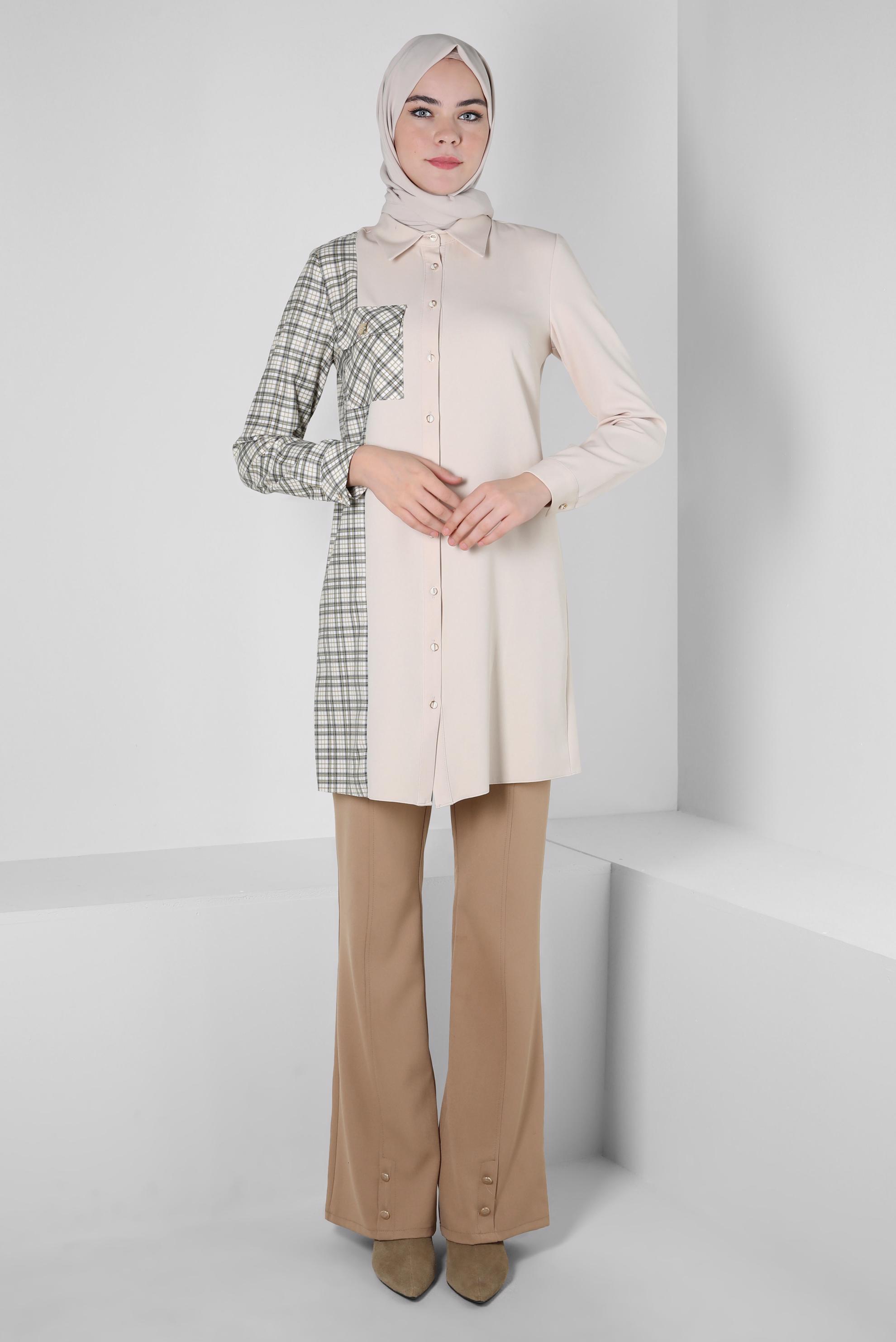 Tesettür giyim KAHVE İSPANYOL PAÇA PANTOLON 70605