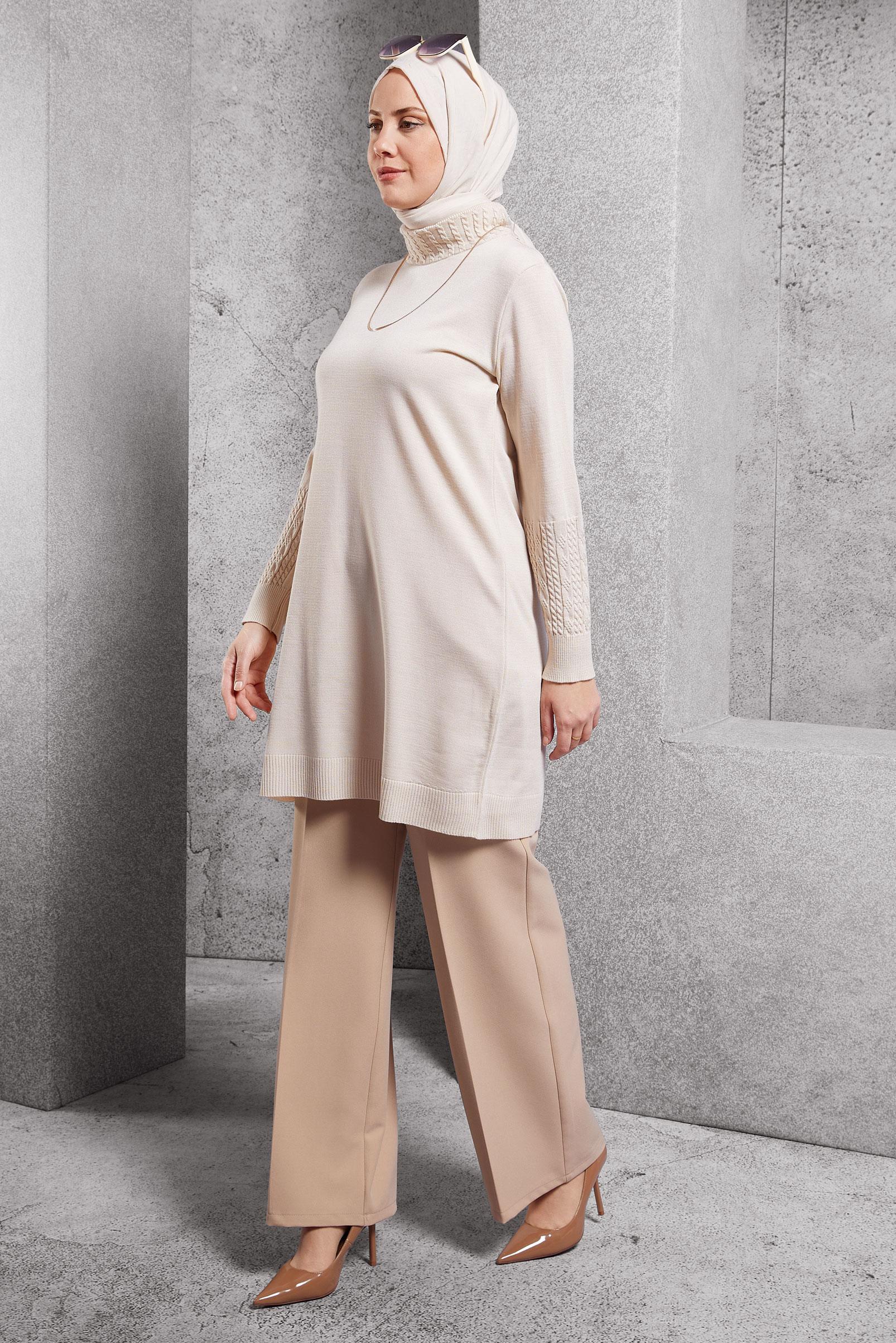 Hijab clothing BEIGE WIDE LEG PANTS 70606