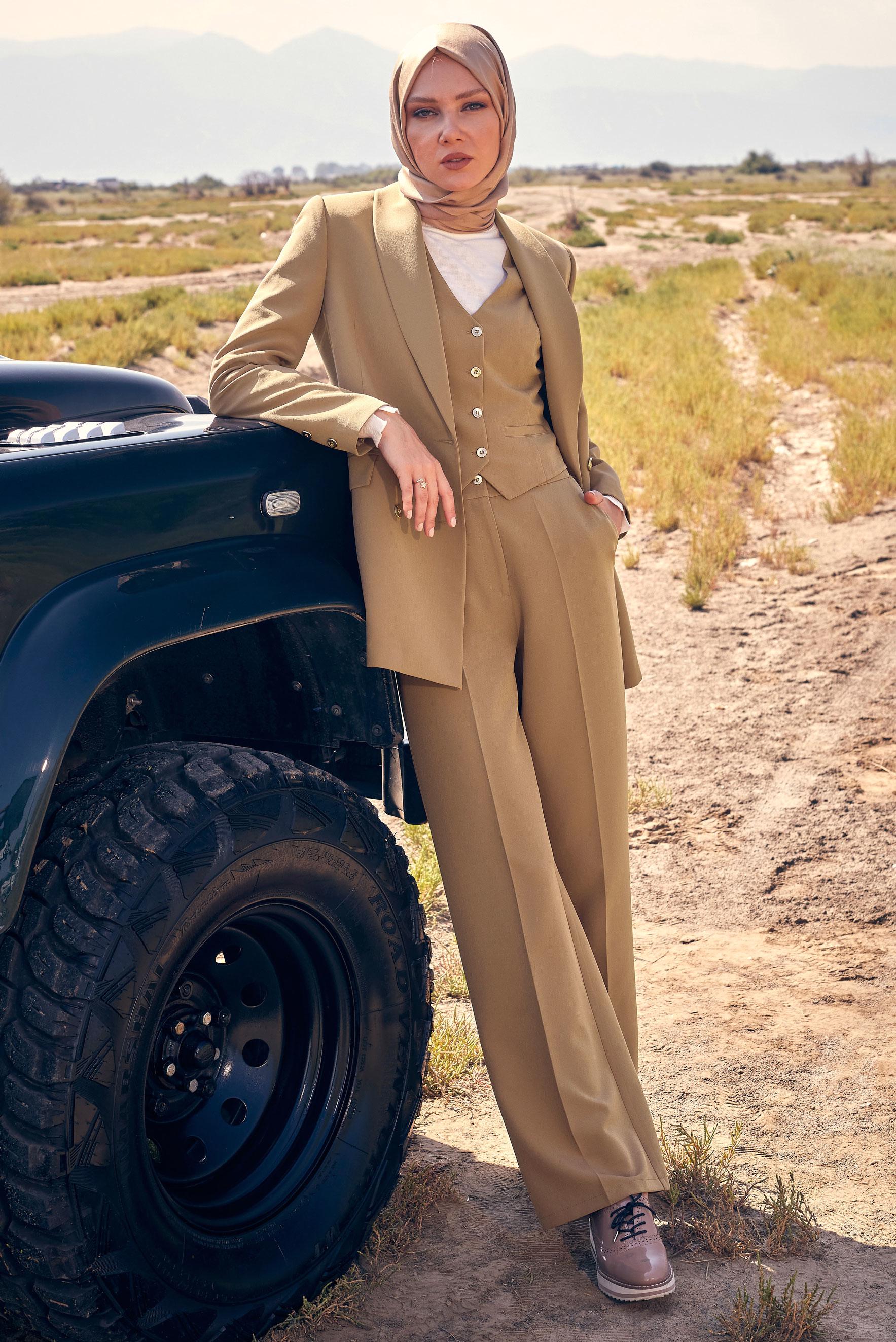 Hijab clothing BEIGE WIDE LEG PANTS 70606