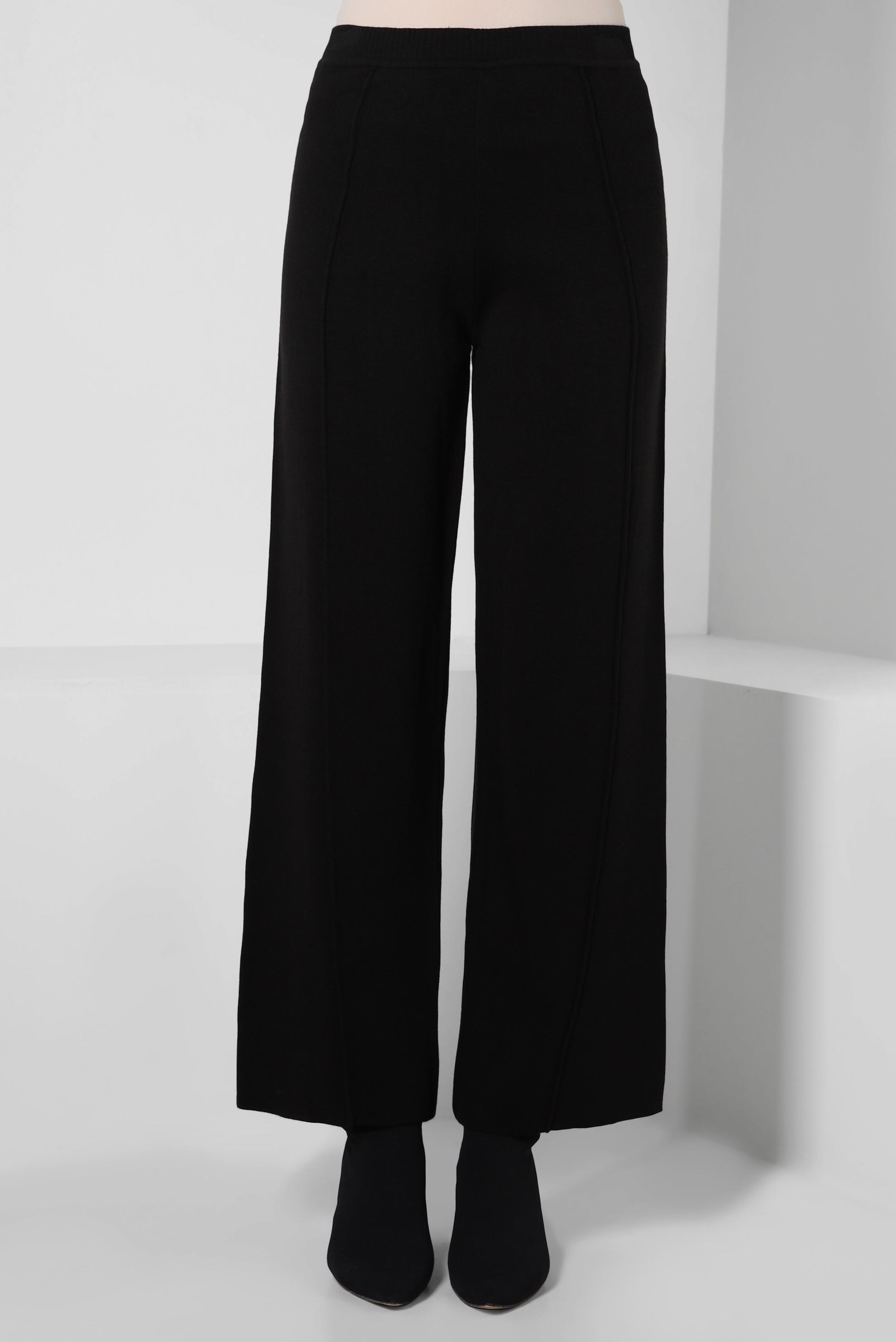 Tesettür giyim SİYAH BELİ LASTİKLİ TRİKO PANTOLON 70607 