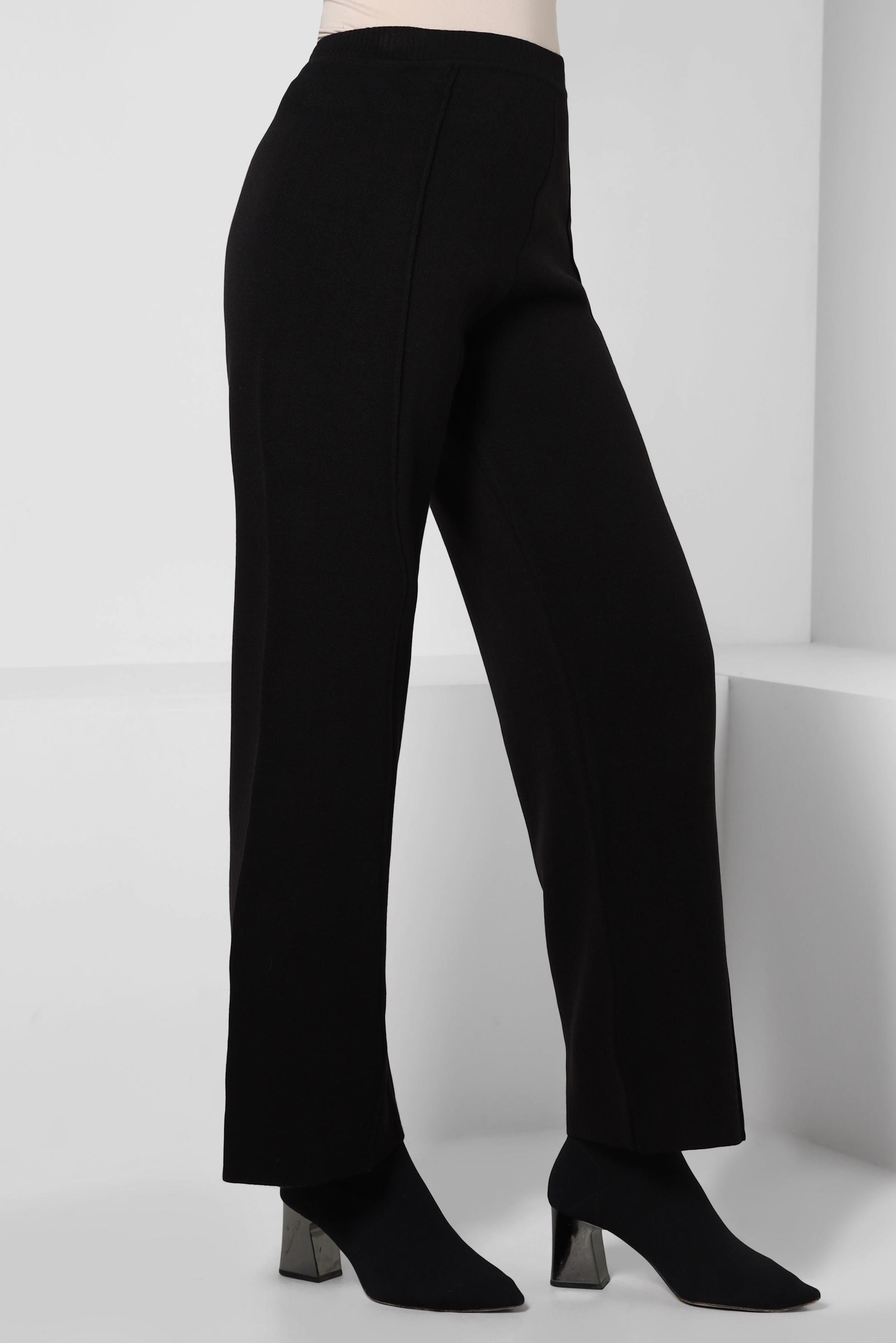 Tesettür giyim SİYAH BELİ LASTİKLİ TRİKO PANTOLON 70607 