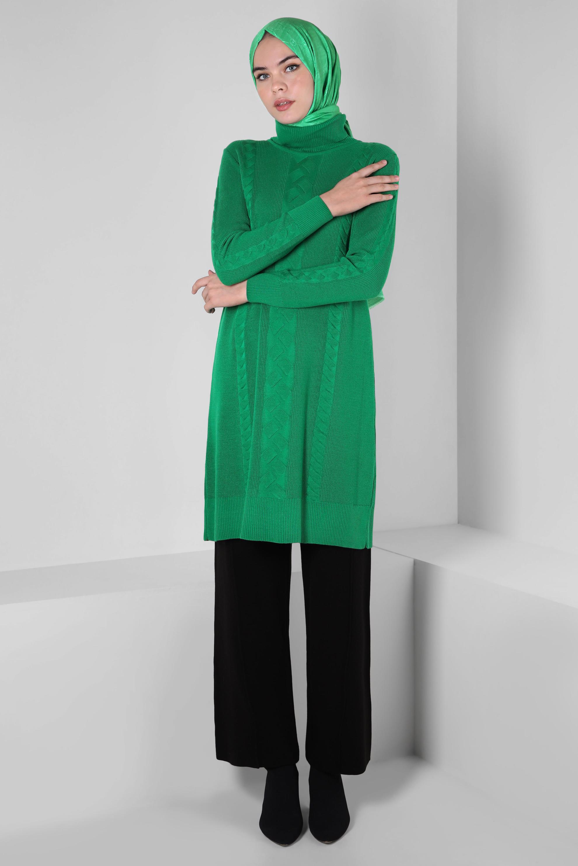 Tesettür giyim SİYAH BELİ LASTİKLİ TRİKO PANTOLON 70607 