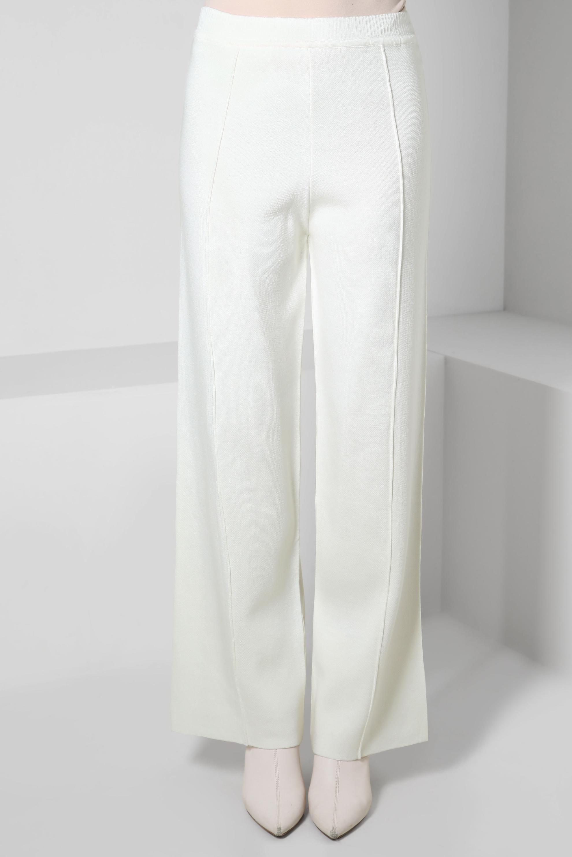 Vêtements hijab BLANC PANTALON EN TRICOT À TAILLE ÉLASTIQUE 70607