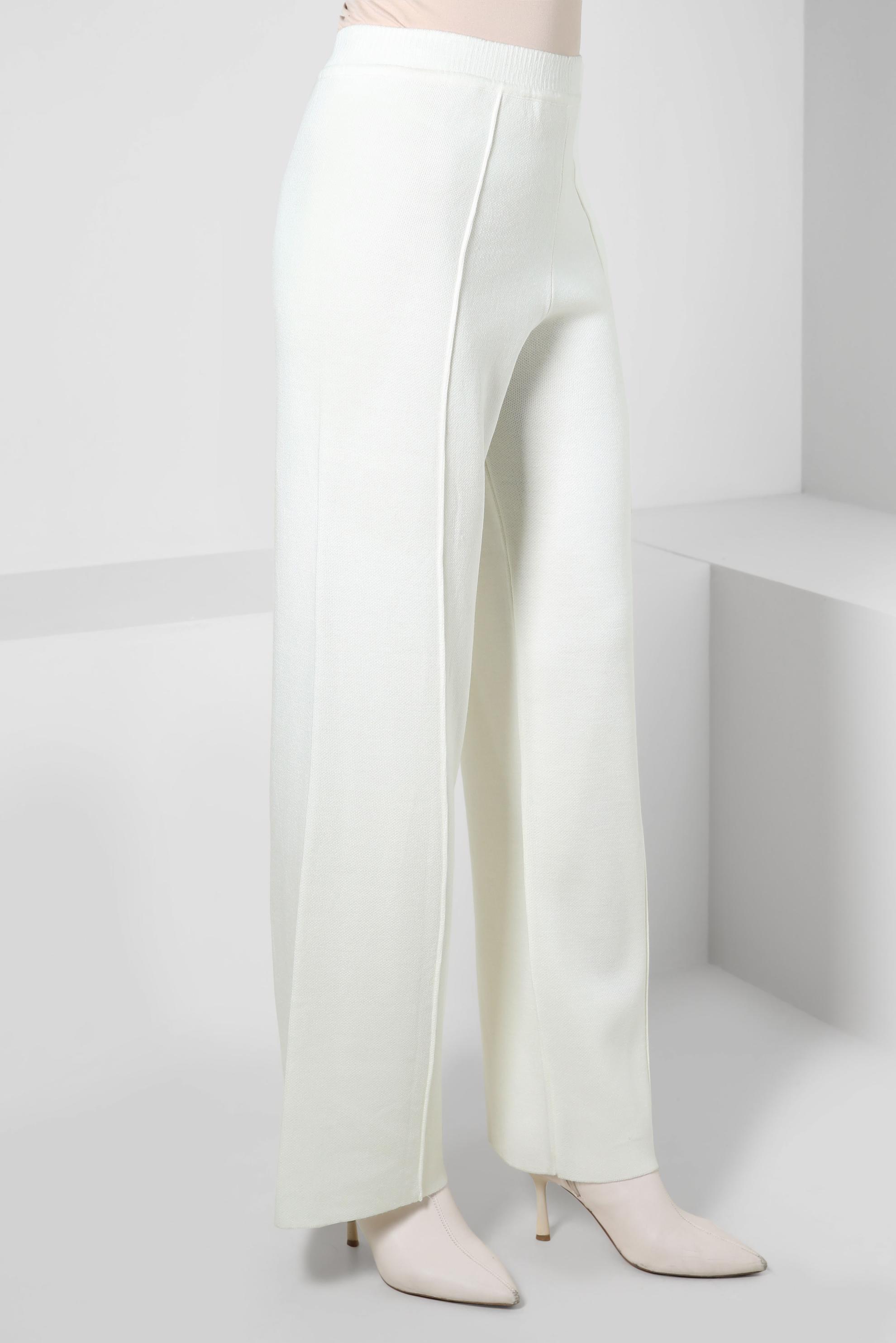 Vêtements hijab BLANC PANTALON EN TRICOT À TAILLE ÉLASTIQUE 70607