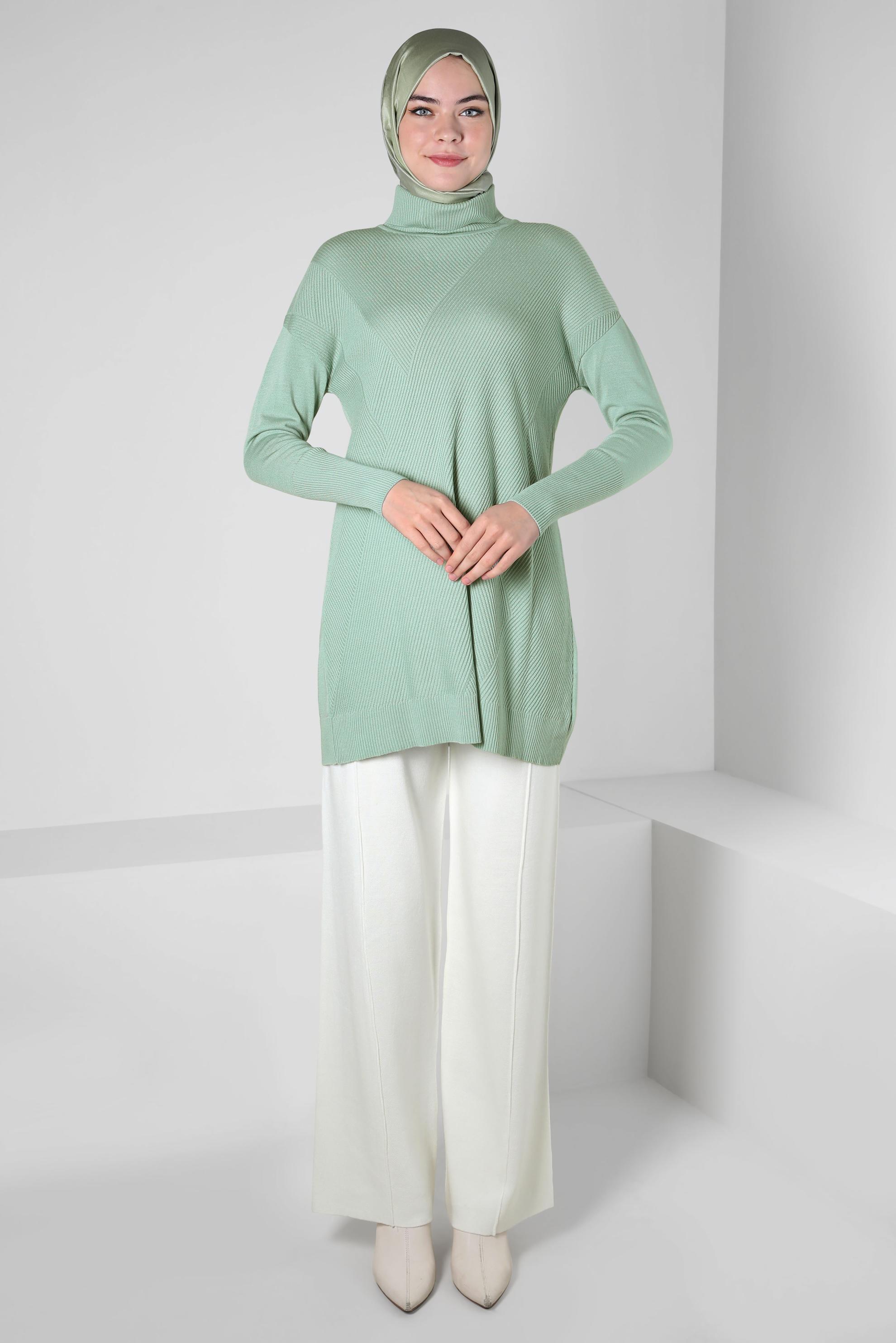 Vêtements hijab BLANC PANTALON EN TRICOT À TAILLE ÉLASTIQUE 70607